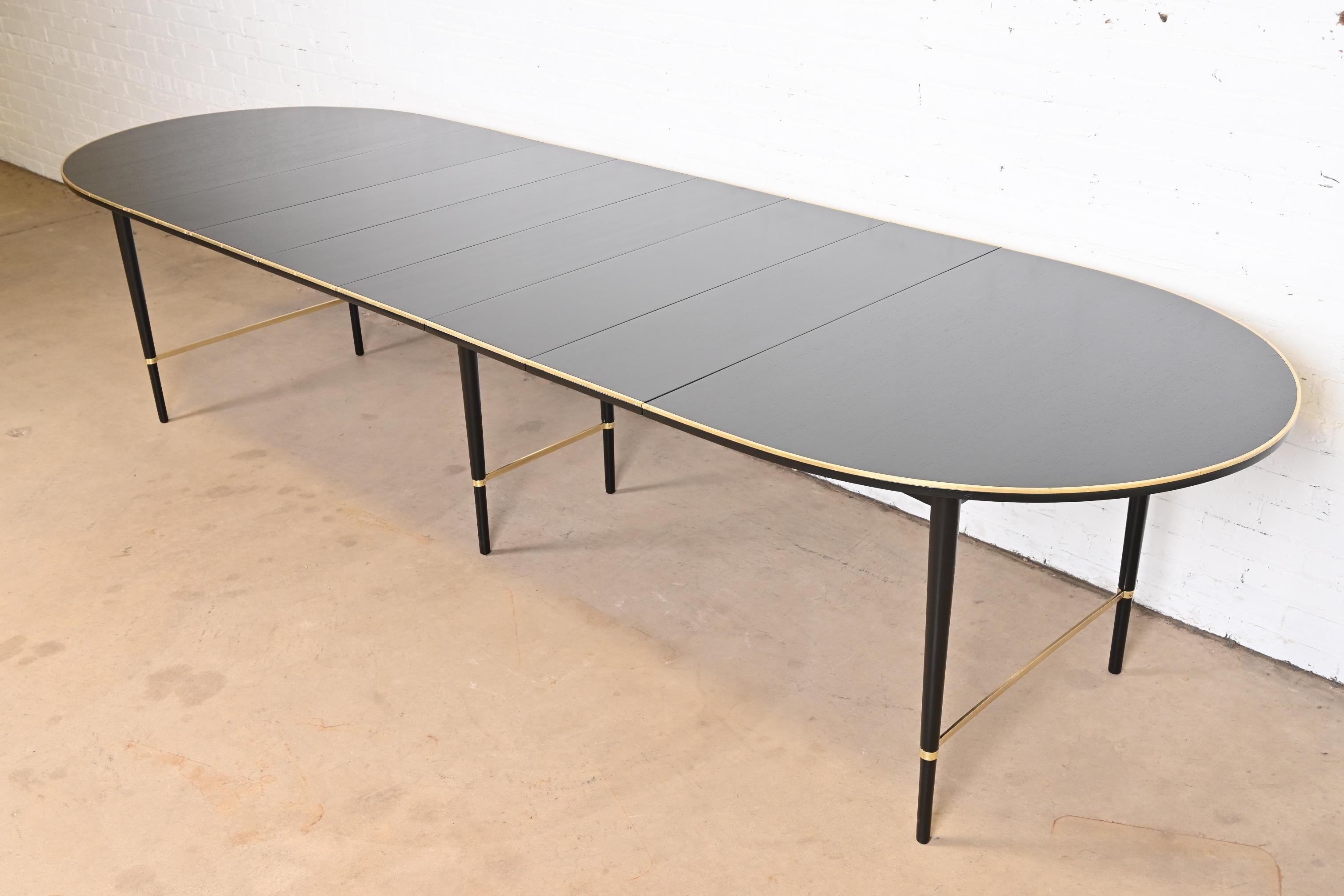 American Paul McCobb Connoisseur Collection Black Lacquer and Brass Dining Table, 1950s