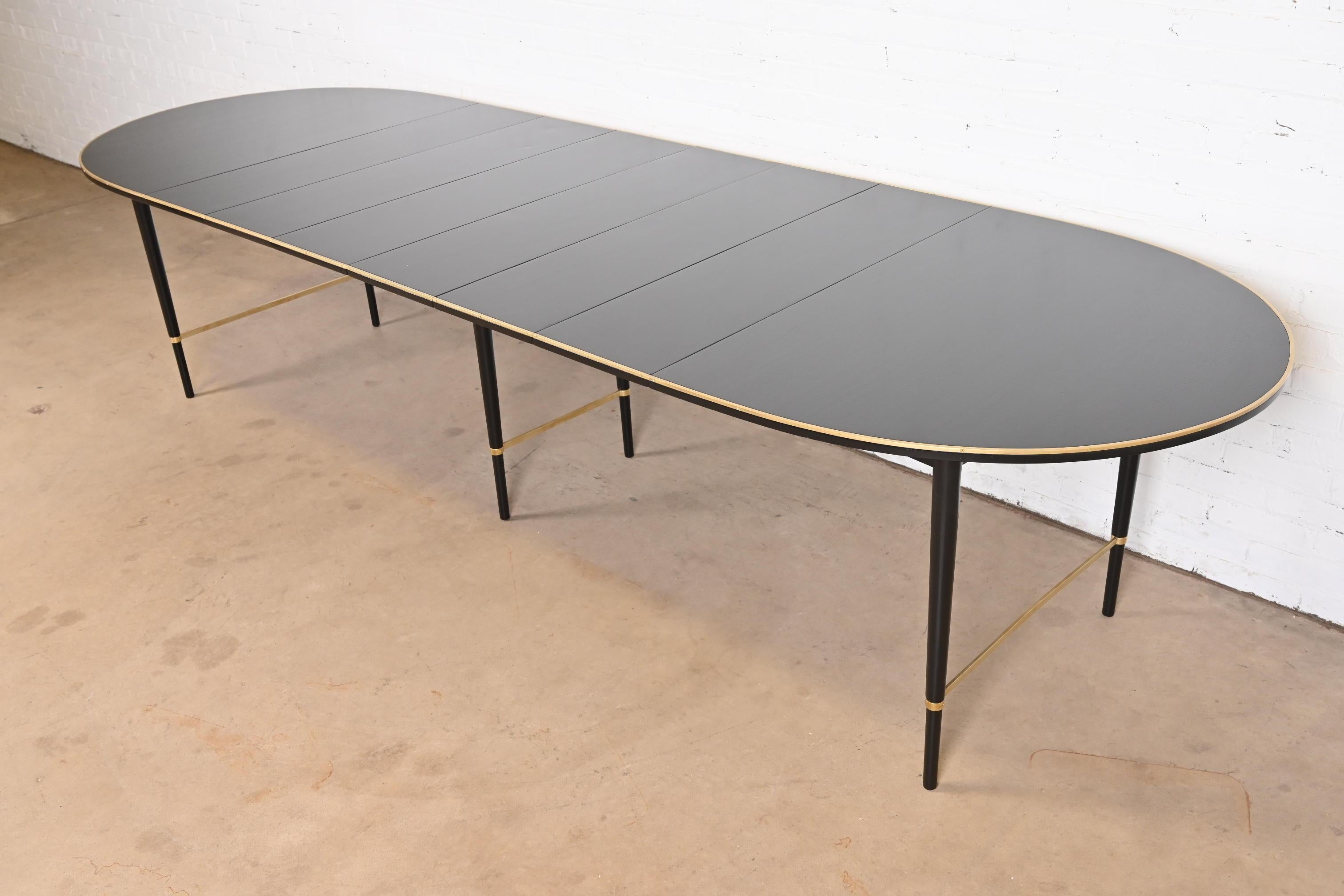 American Paul McCobb Connoisseur Collection Black Lacquer and Brass Dining Table, 1950s