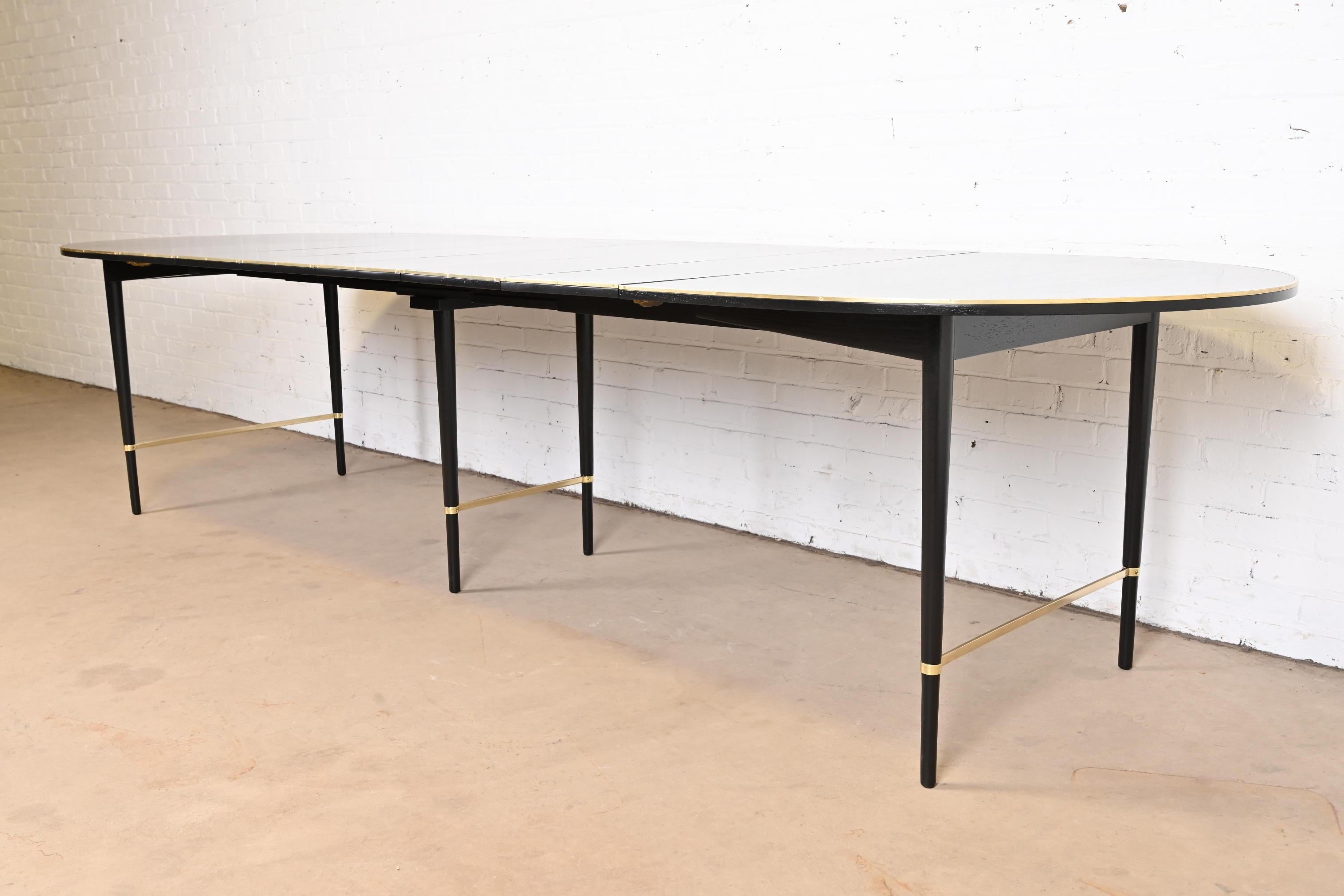 Paul McCobb Connoisseur Collection Black Lacquer and Brass Dining Table, 1950s In Good Condition In South Bend, IN