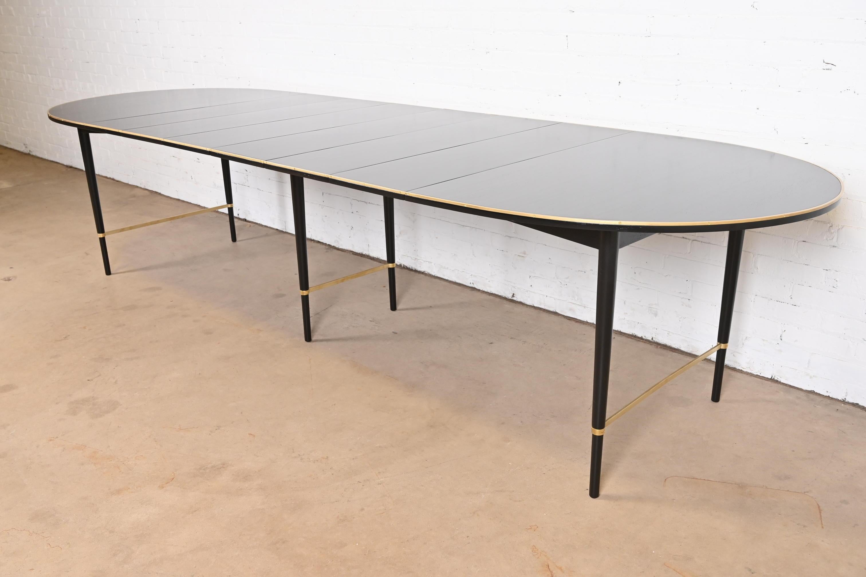 Paul McCobb Connoisseur Collection Black Lacquer and Brass Dining Table, 1950s In Good Condition In South Bend, IN