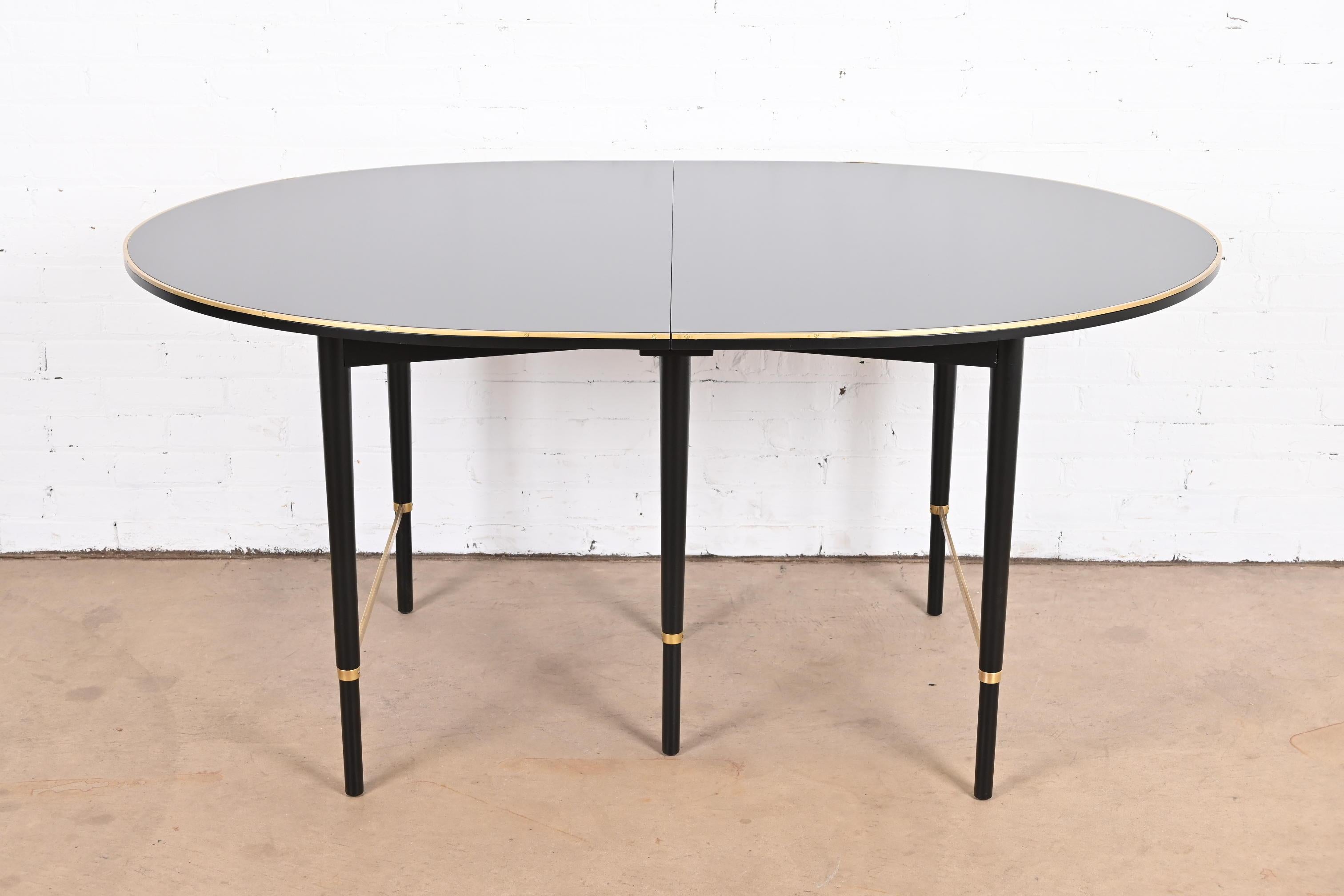 Mid-20th Century Paul McCobb Connoisseur Collection Black Lacquer and Brass Dining Table, 1950s