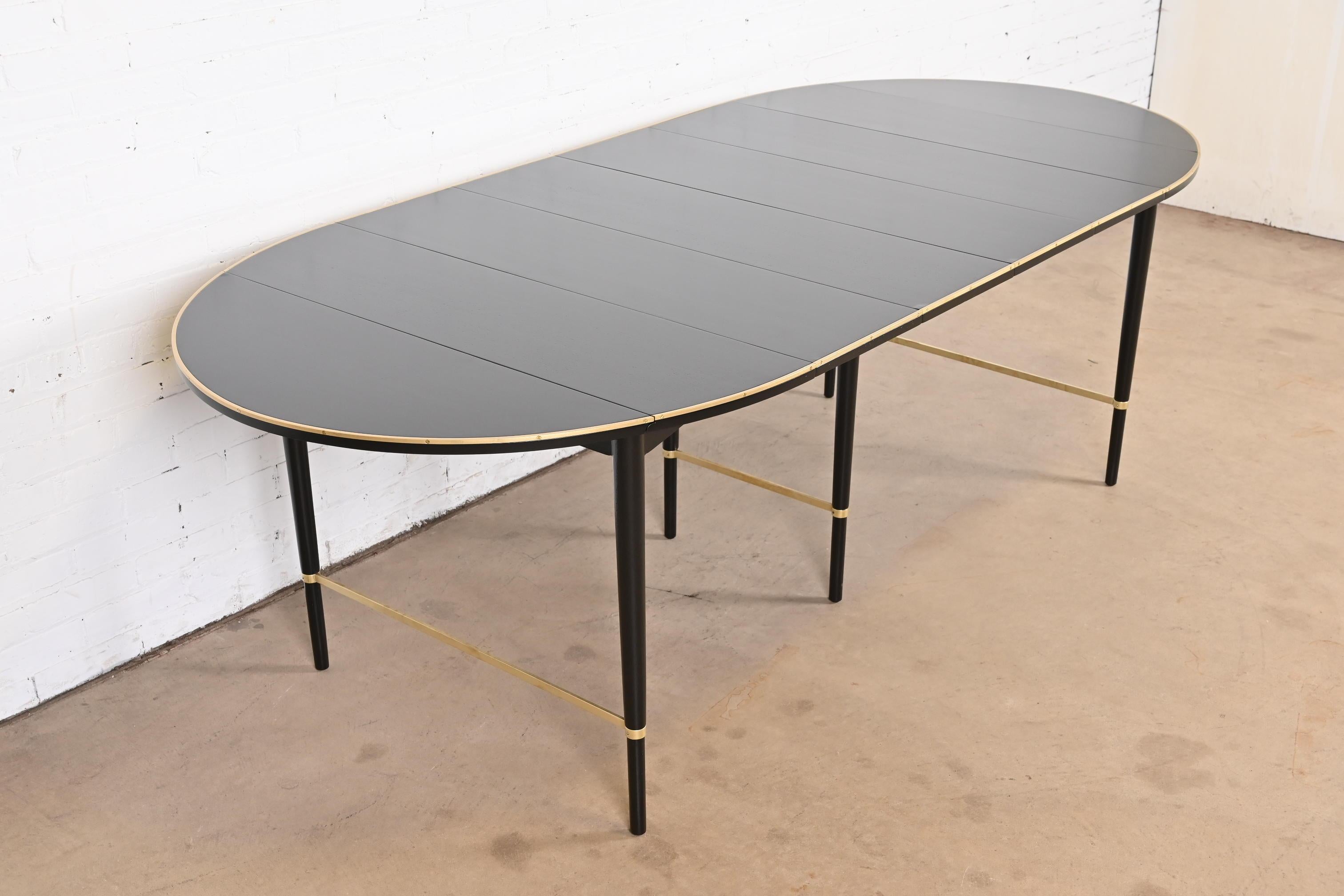Mid-20th Century Paul McCobb Connoisseur Collection Black Lacquer and Brass Dining Table, 1950s