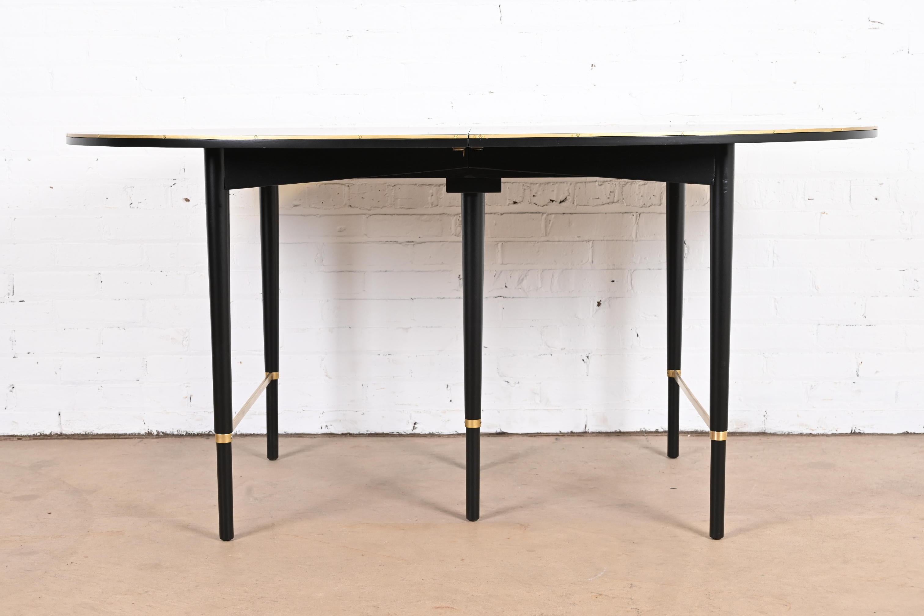 Paul McCobb Connoisseur Collection Black Lacquer and Brass Dining Table, 1950s 1