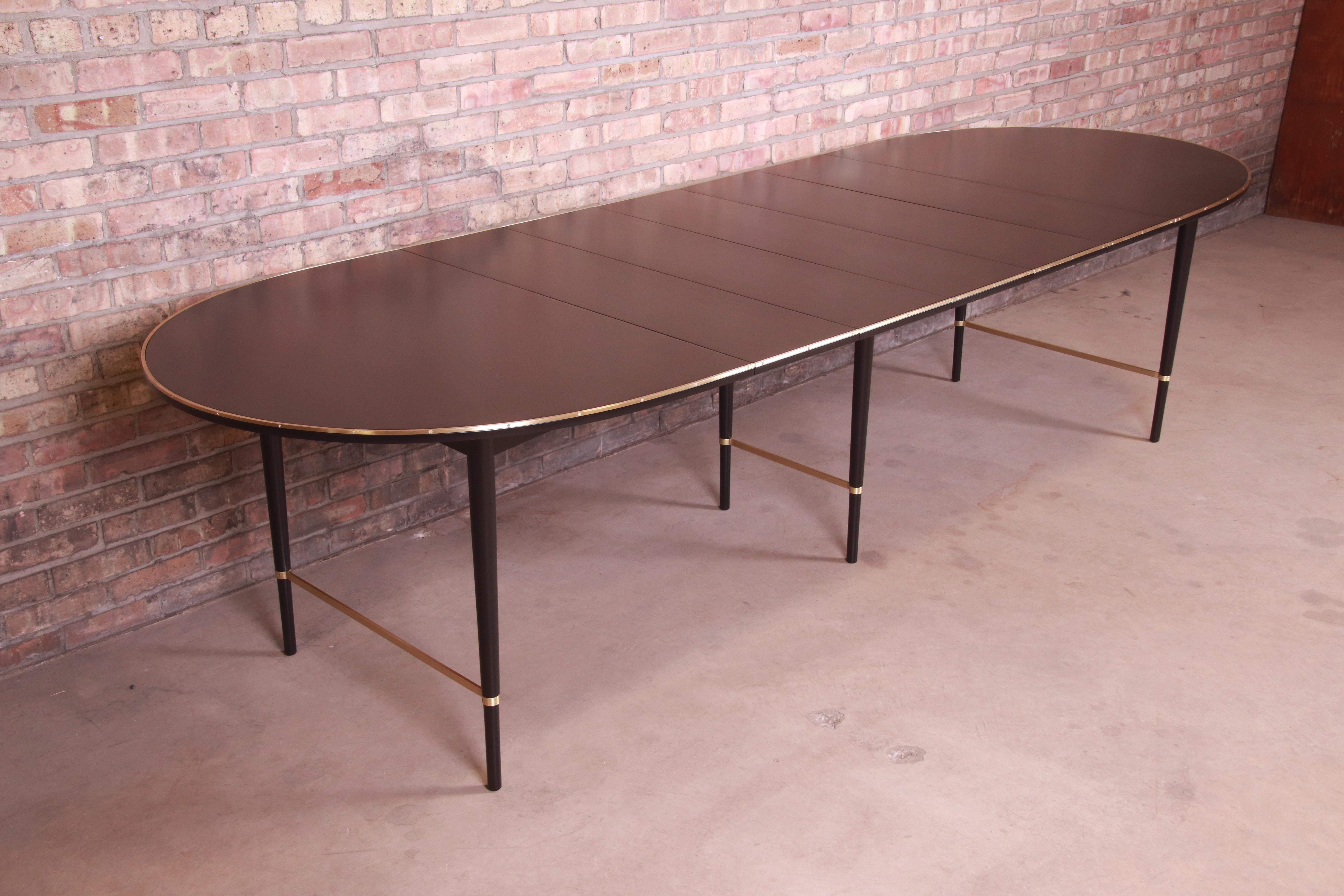 Mid-Century Modern Paul McCobb Connoisseur Collection Black Lacquer and Brass Dining Table