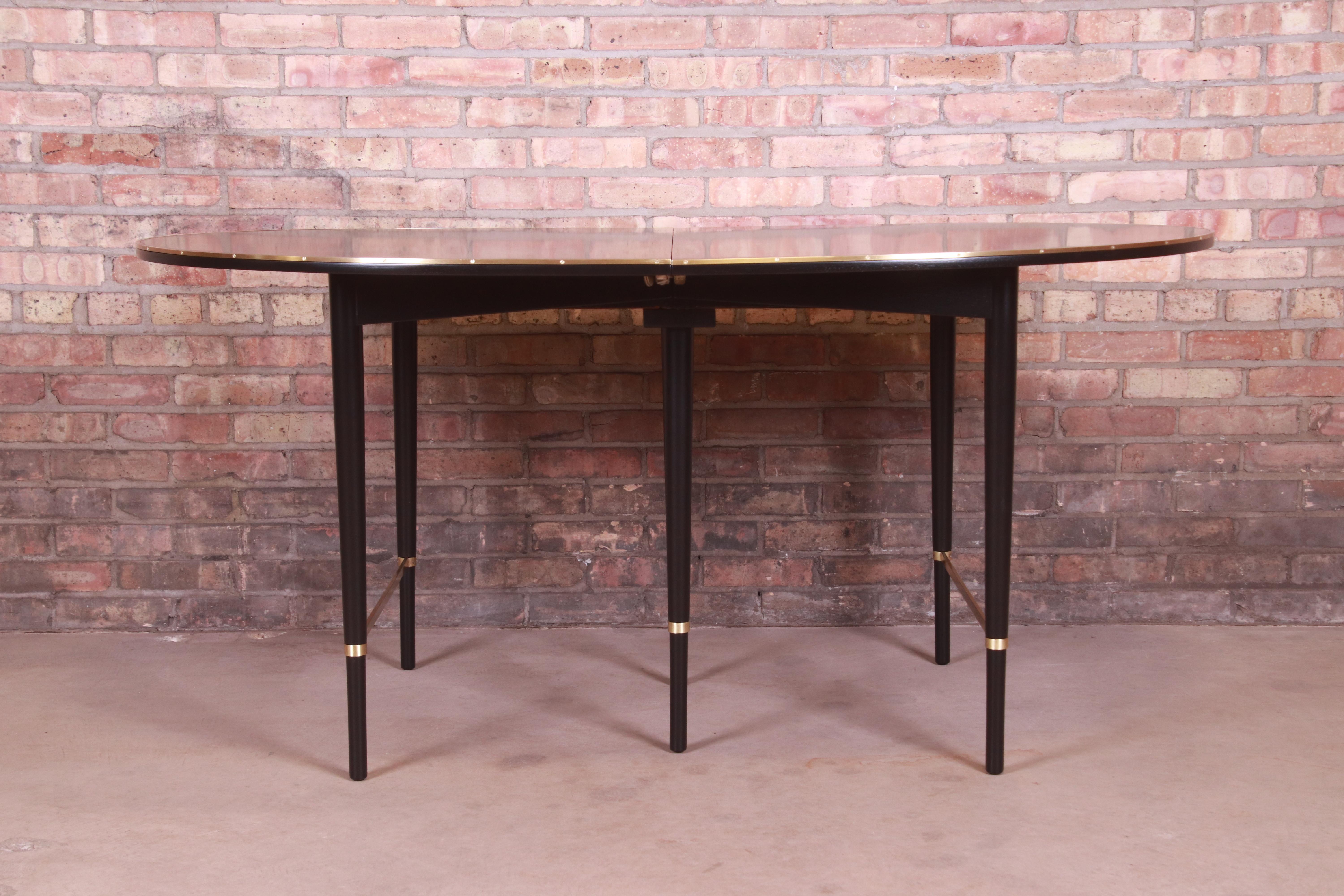 Mid-20th Century Paul McCobb Connoisseur Collection Black Lacquer and Brass Dining Table