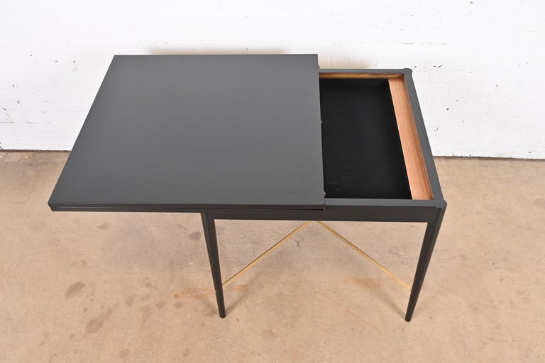 Paul McCobb Connoisseur Collection Black Lacquer and Brass Flip Top Dining Table For Sale 4
