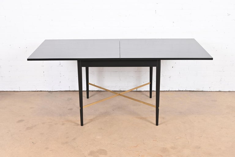 Paul McCobb Connoisseur Collection Black Lacquer and Brass Flip Top Dining Table For Sale 6