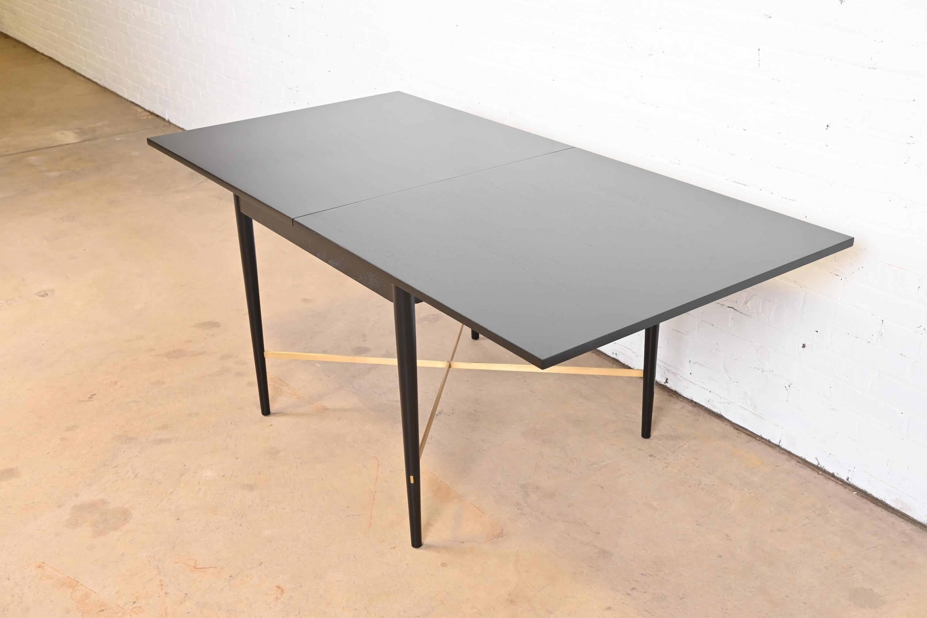 Paul McCobb Connoisseur Collection Black Lacquer and Brass Flip Top Dining Table For Sale 8