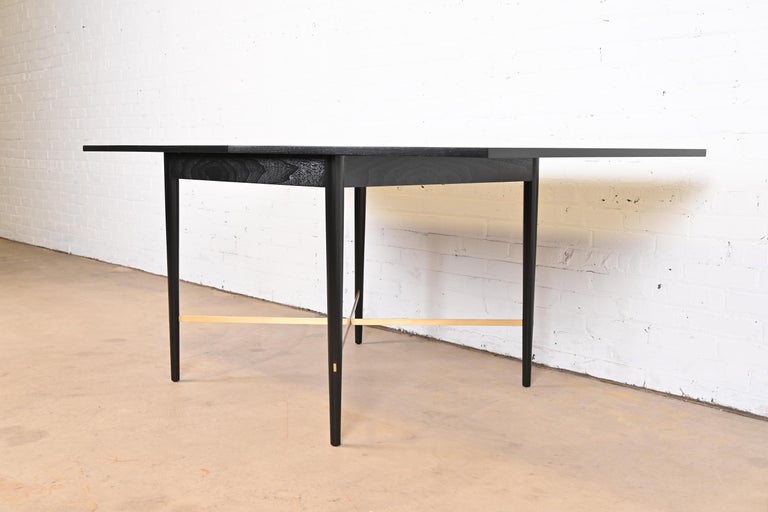 Paul McCobb Connoisseur Collection Black Lacquer and Brass Flip Top Dining Table For Sale 9
