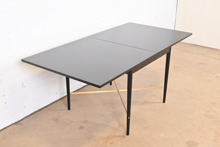 Paul McCobb Connoisseur Collection Black Lacquer and Brass Flip Top Dining Table For Sale 11