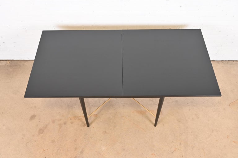 Paul McCobb Connoisseur Collection Black Lacquer and Brass Flip Top Dining Table For Sale 12