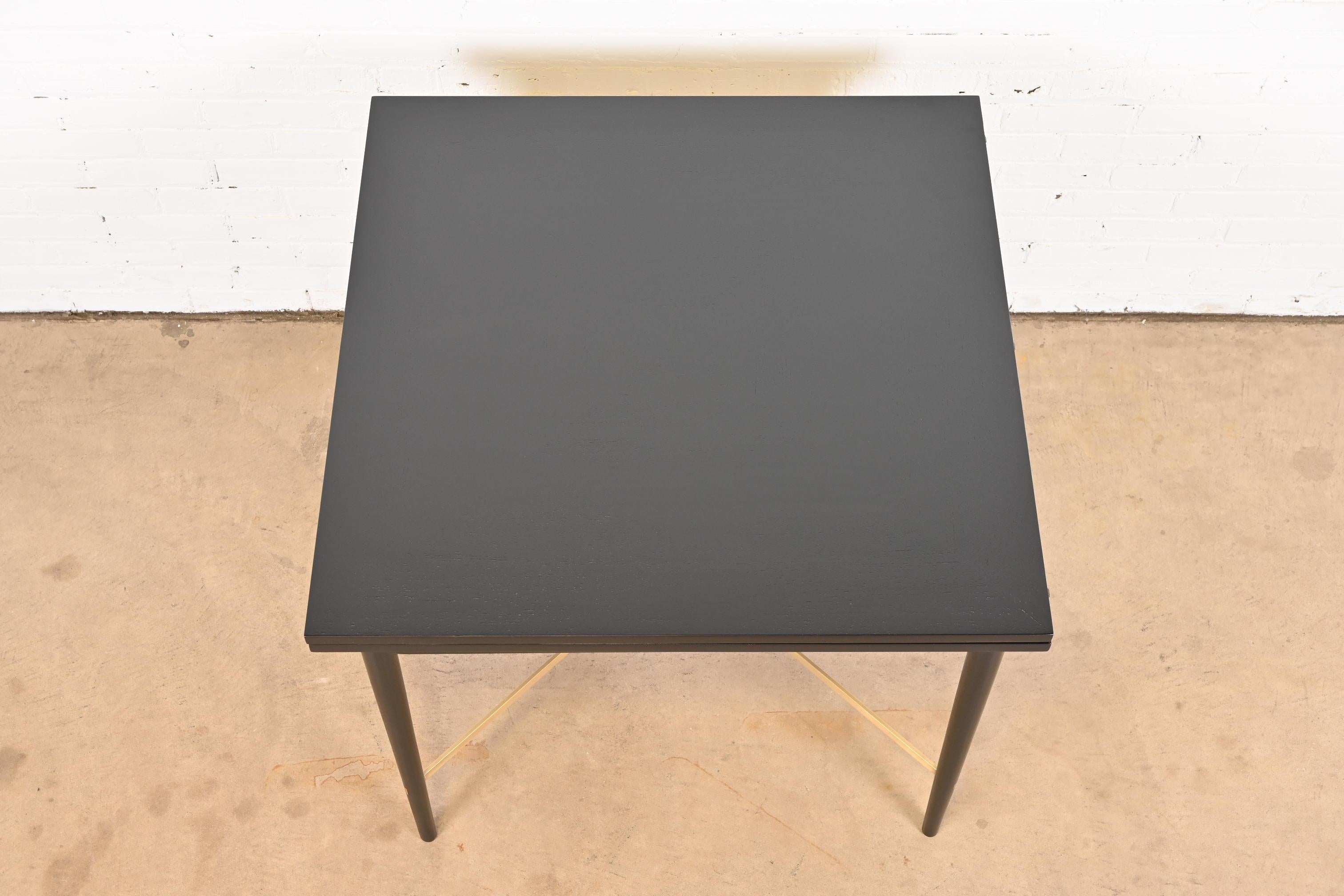 Paul McCobb Connoisseur Collection Black Lacquer and Brass Flip Top Dining Table For Sale 1