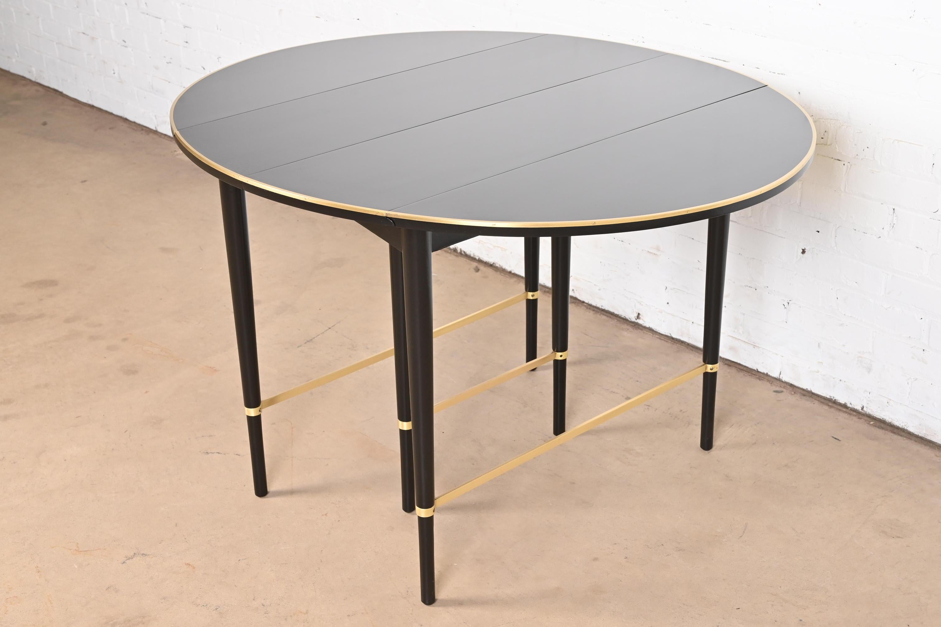 Paul McCobb Connoisseur Collection Black Lacquer Brass Dining Table, Refinished For Sale 4