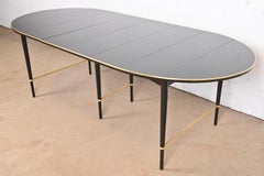 Paul McCobb Connoisseur Collection Black Lacquer Brass Dining Table, Refinished