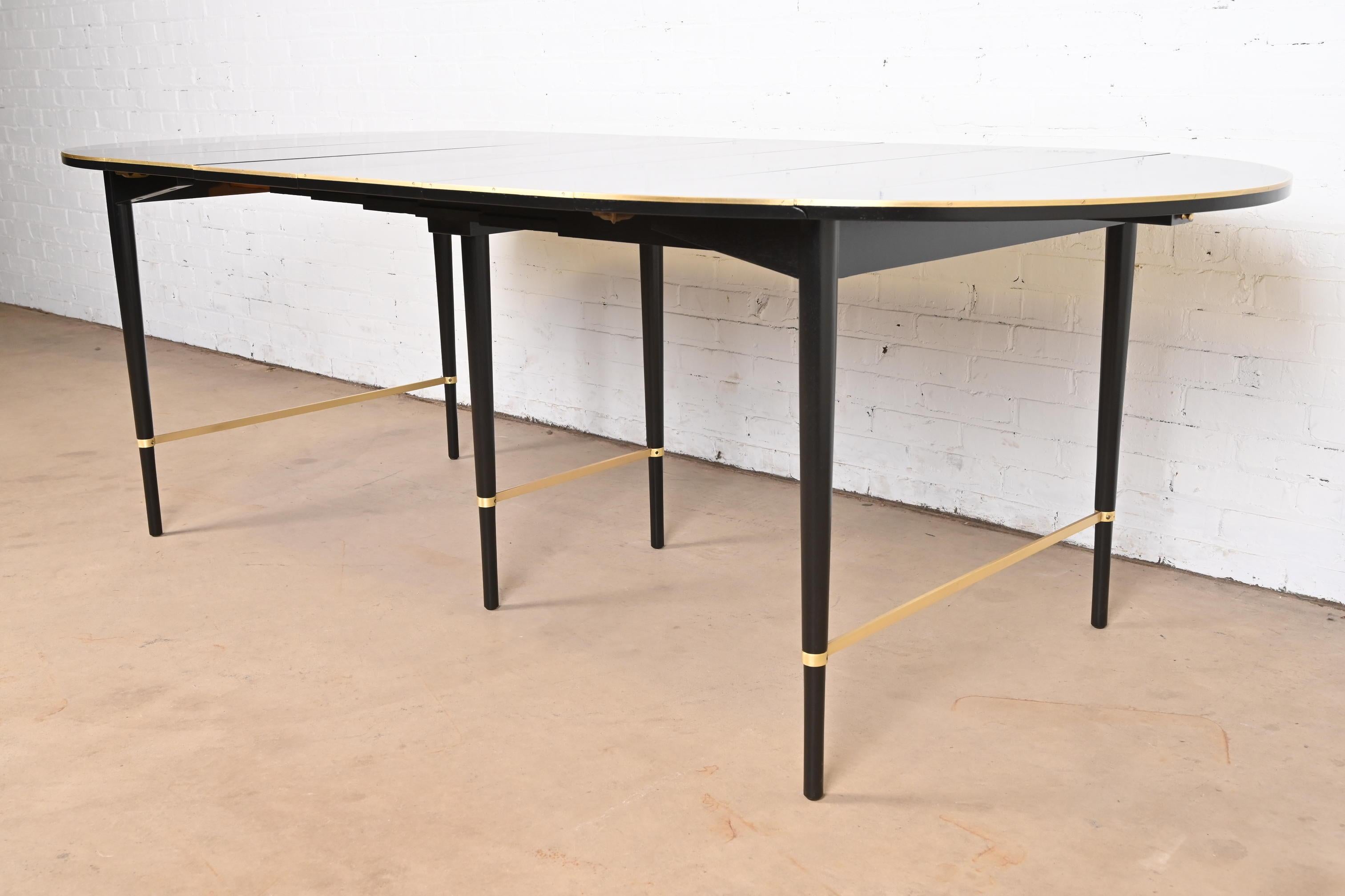 Mid-Century Modern Paul McCobb Connoisseur Collection Black Lacquer Brass Dining Table, Refinished For Sale