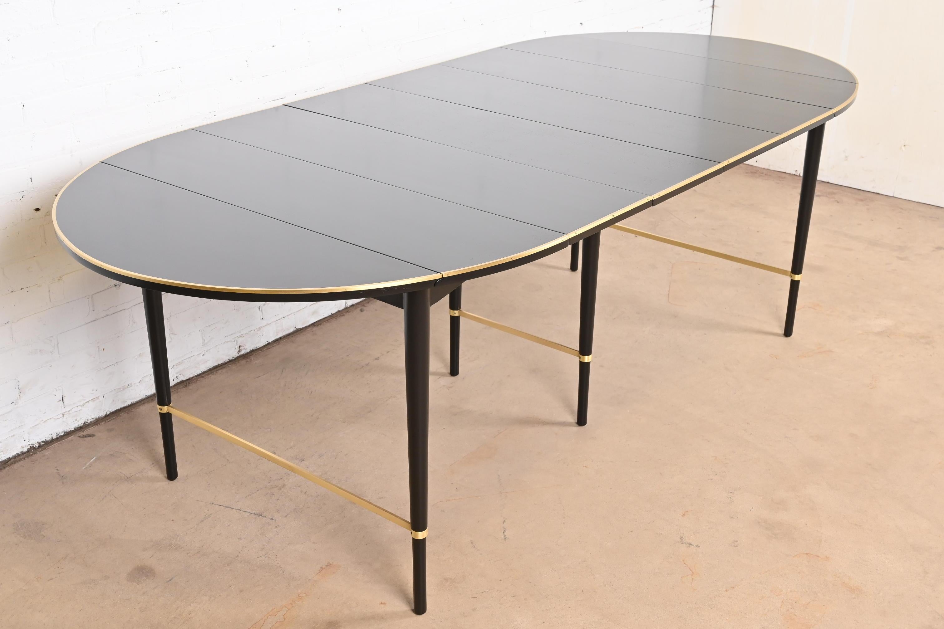 American Paul McCobb Connoisseur Collection Black Lacquer Brass Dining Table, Refinished For Sale