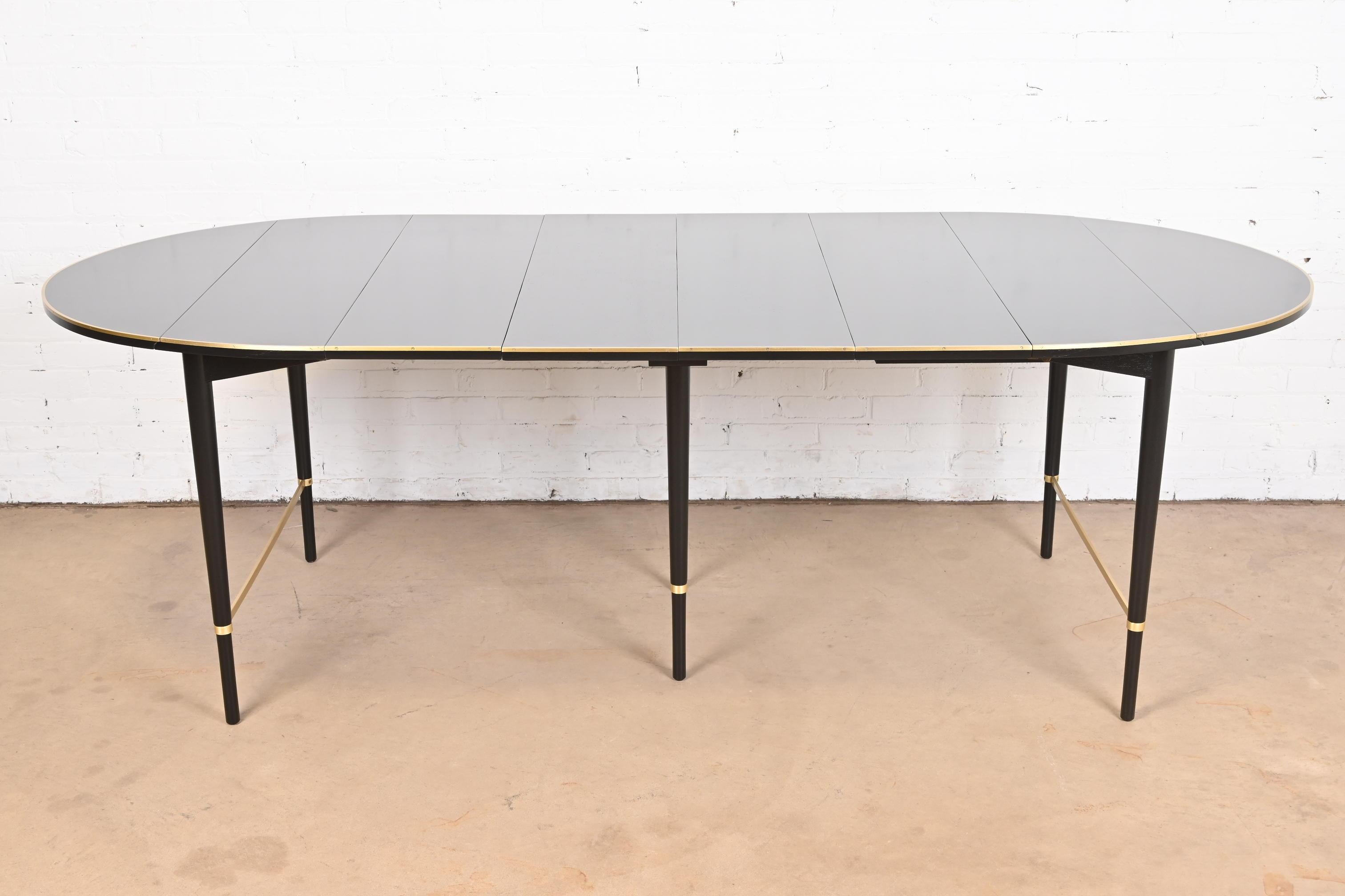 Paul McCobb Connoisseur Collection Black Lacquer Brass Dining Table, Refinished In Good Condition For Sale In South Bend, IN