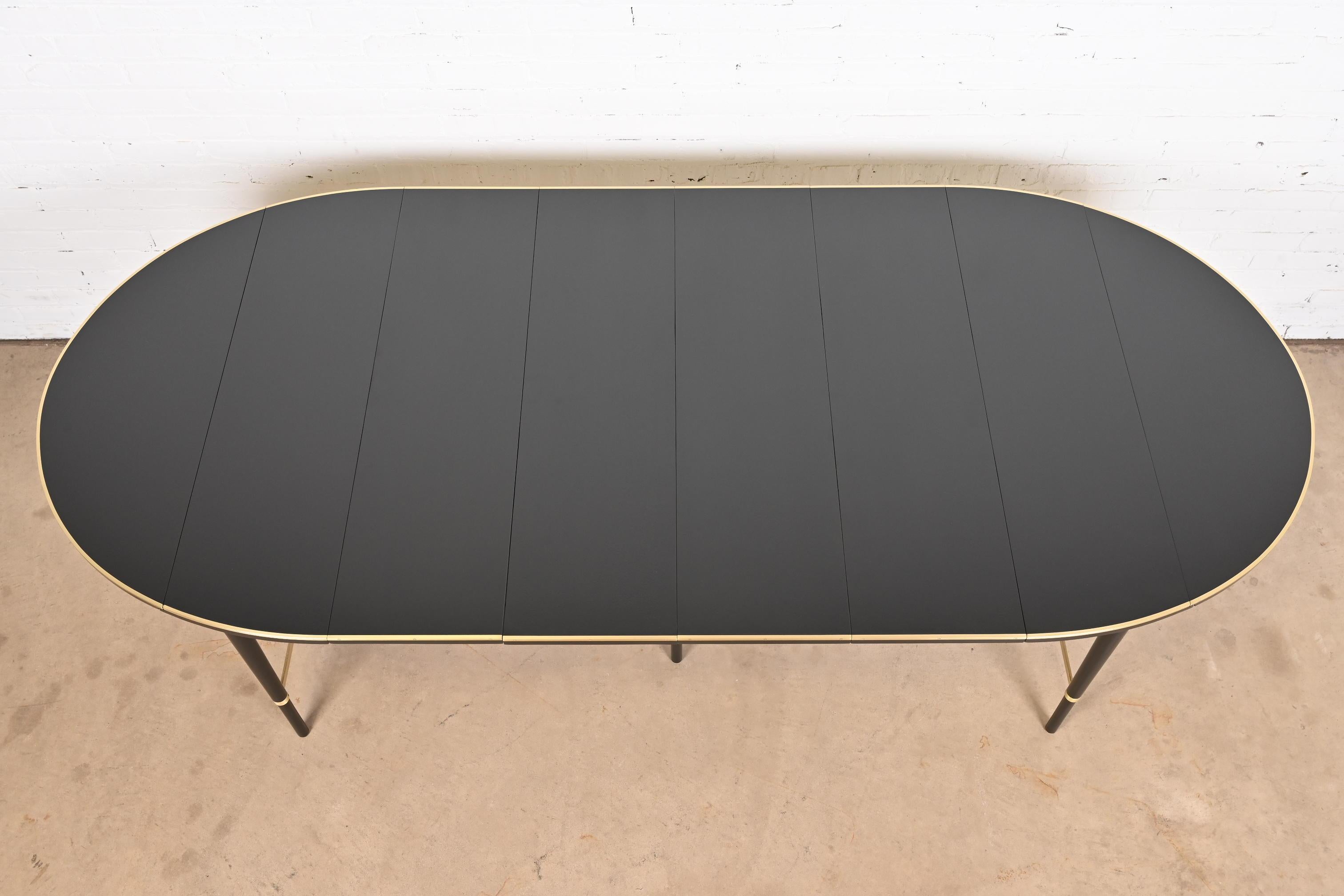 Mid-20th Century Paul McCobb Connoisseur Collection Black Lacquer Brass Dining Table, Refinished For Sale