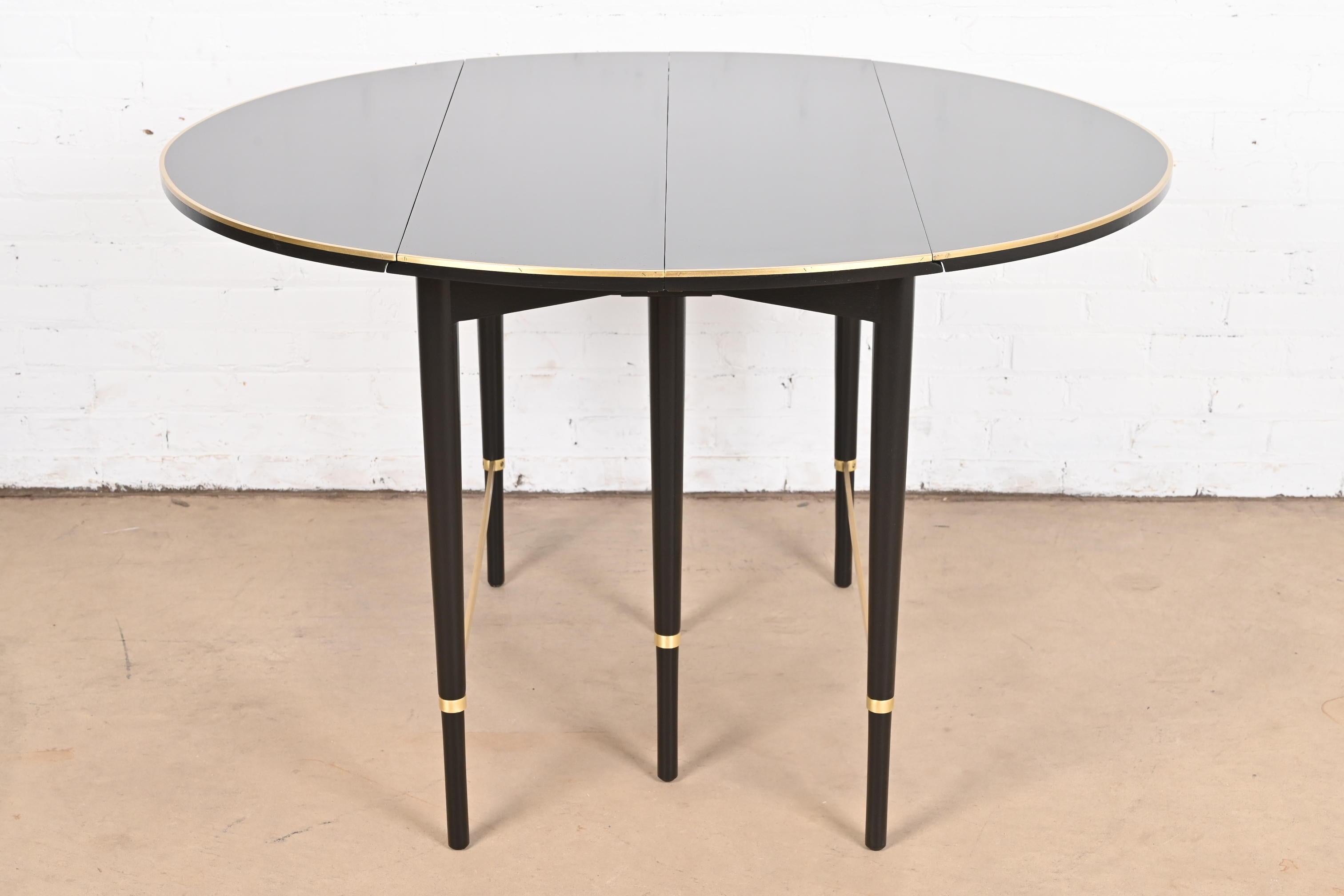 Paul McCobb Connoisseur Collection Black Lacquer Brass Dining Table, Refinished For Sale 2