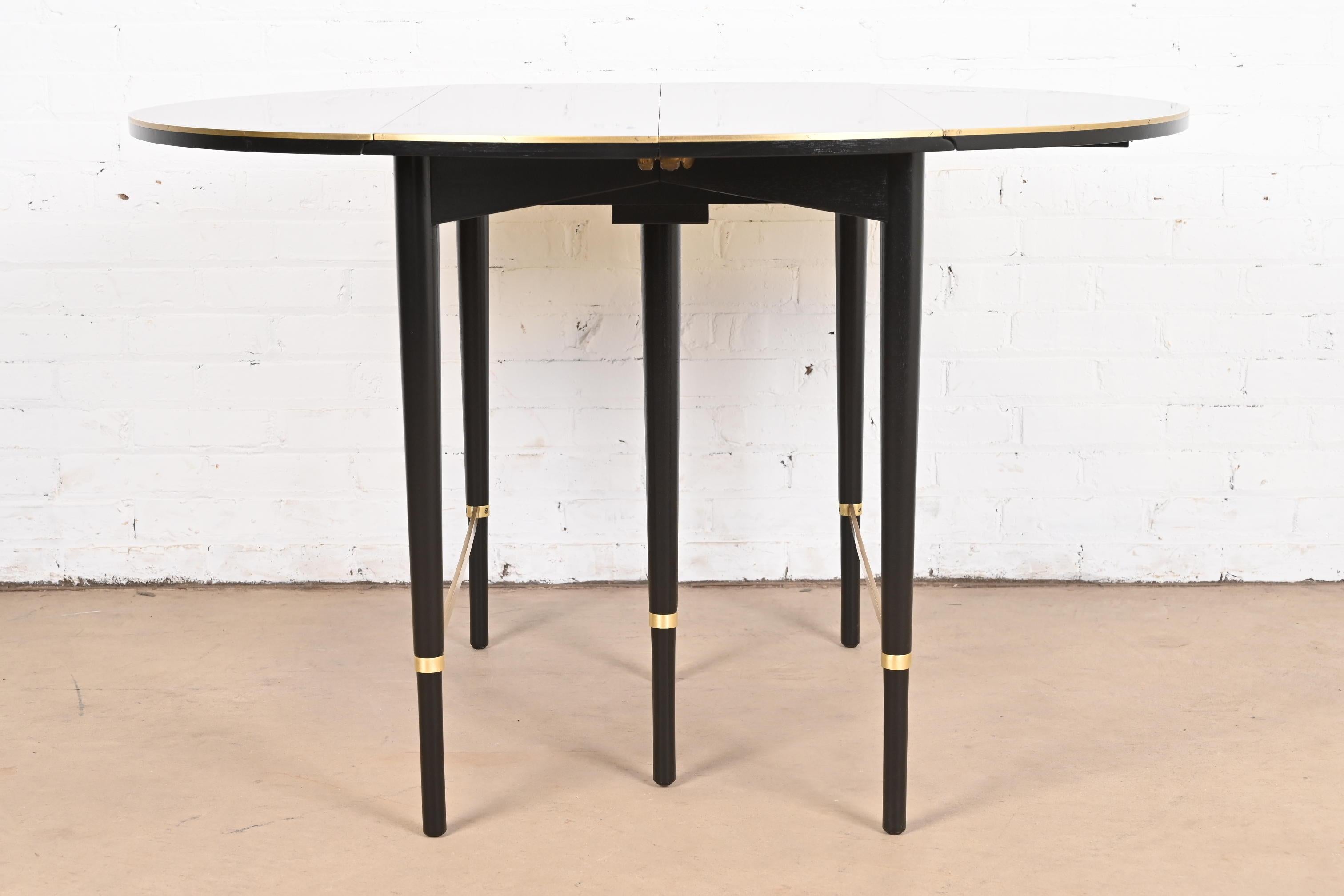 Paul McCobb Connoisseur Collection Black Lacquer Brass Dining Table, Refinished For Sale 3