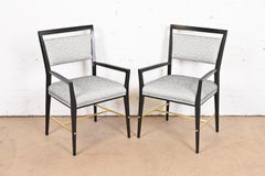 Paul McCobb Connoisseur Collection Black Lacquered Mahogany and Brass Armchairs