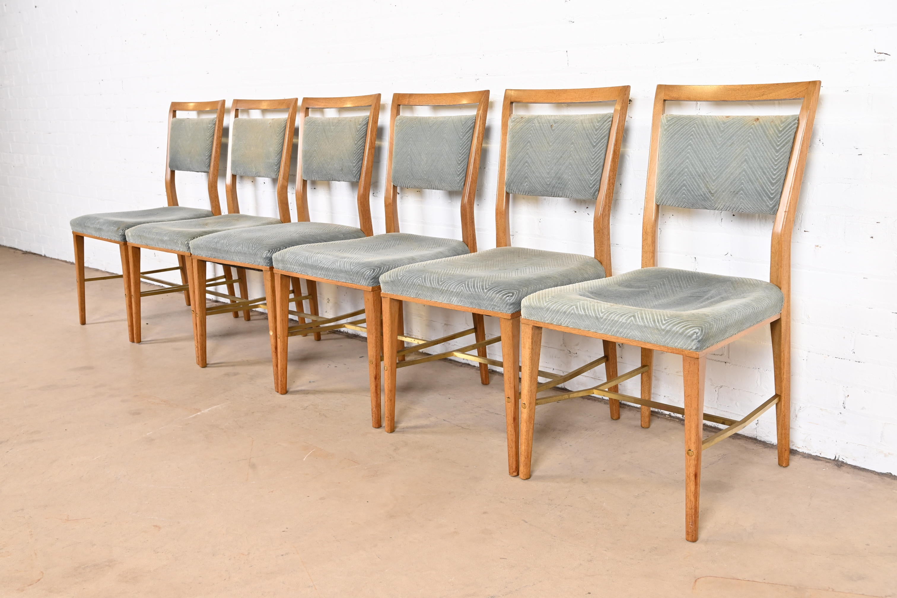 Mid-20th Century Paul McCobb Connoisseur Collection Mahogany and Brass Dining Chairs, Set of Six