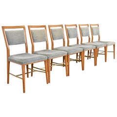 Paul McCobb Connoisseur Collection Mahogany and Brass Dining Chairs, Set of Six