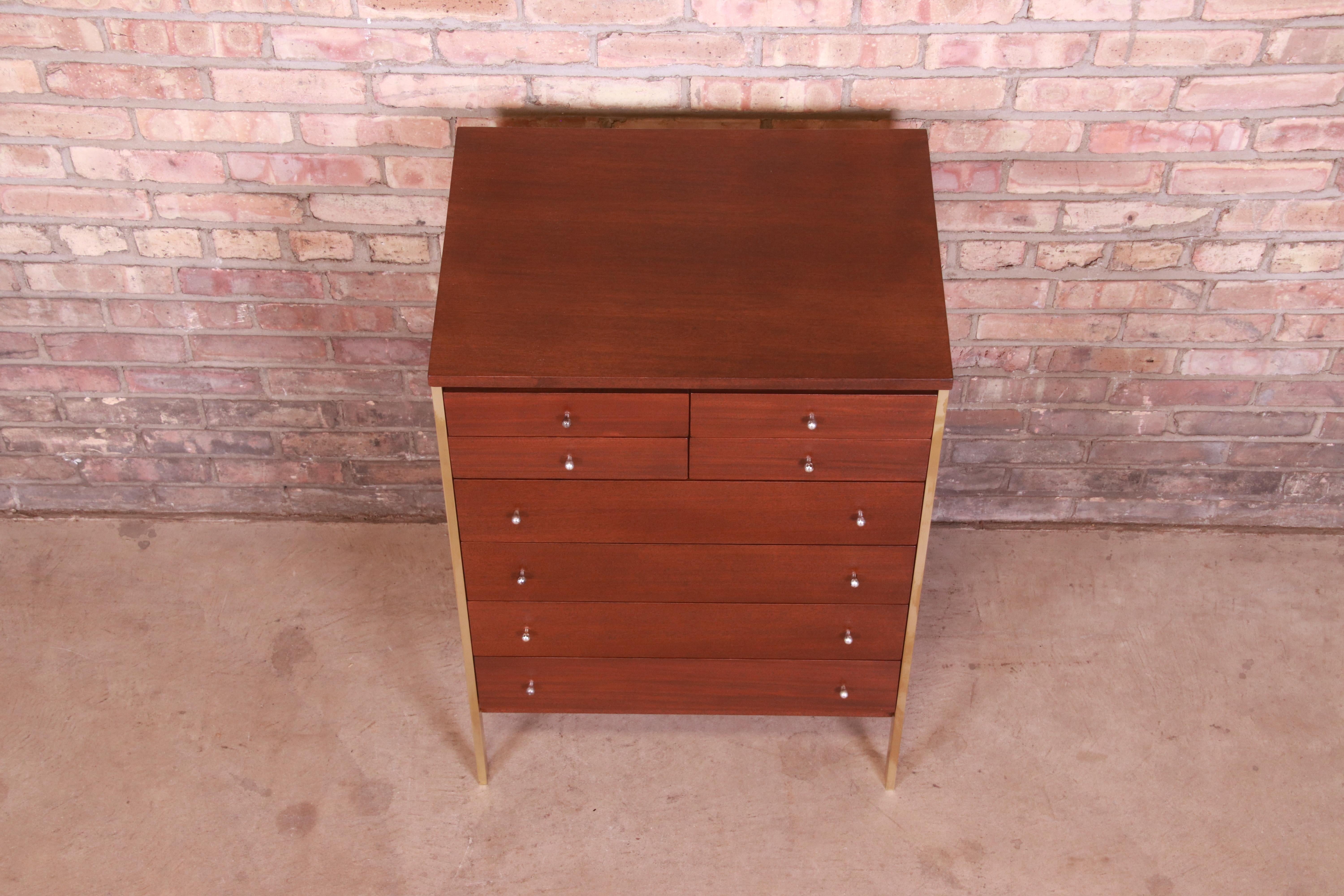 Paul McCobb Connoisseur Collection Mahogany and Brass Dresser Chest, Refinished 6