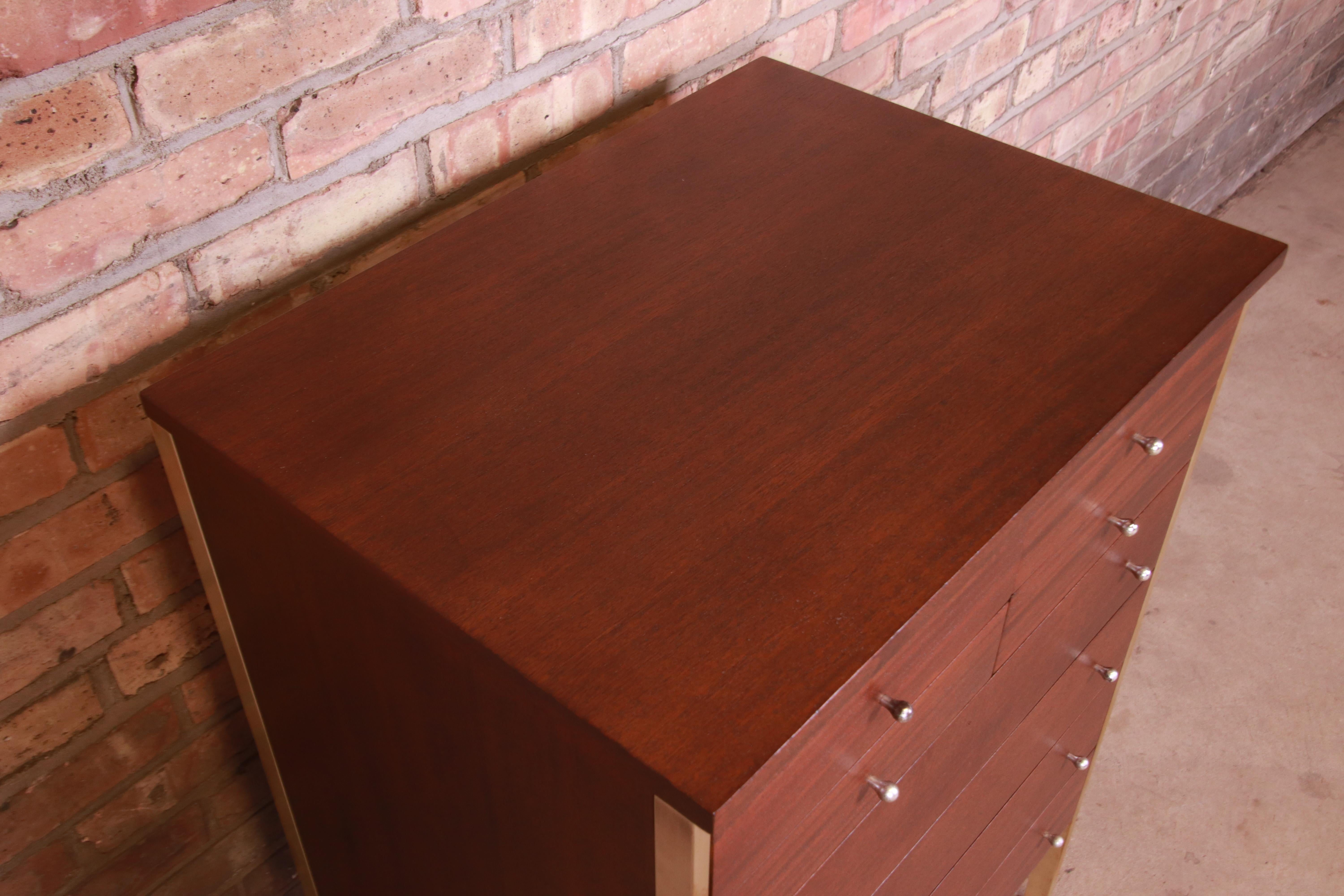Paul McCobb Connoisseur Collection Mahogany and Brass Dresser Chest, Refinished 7