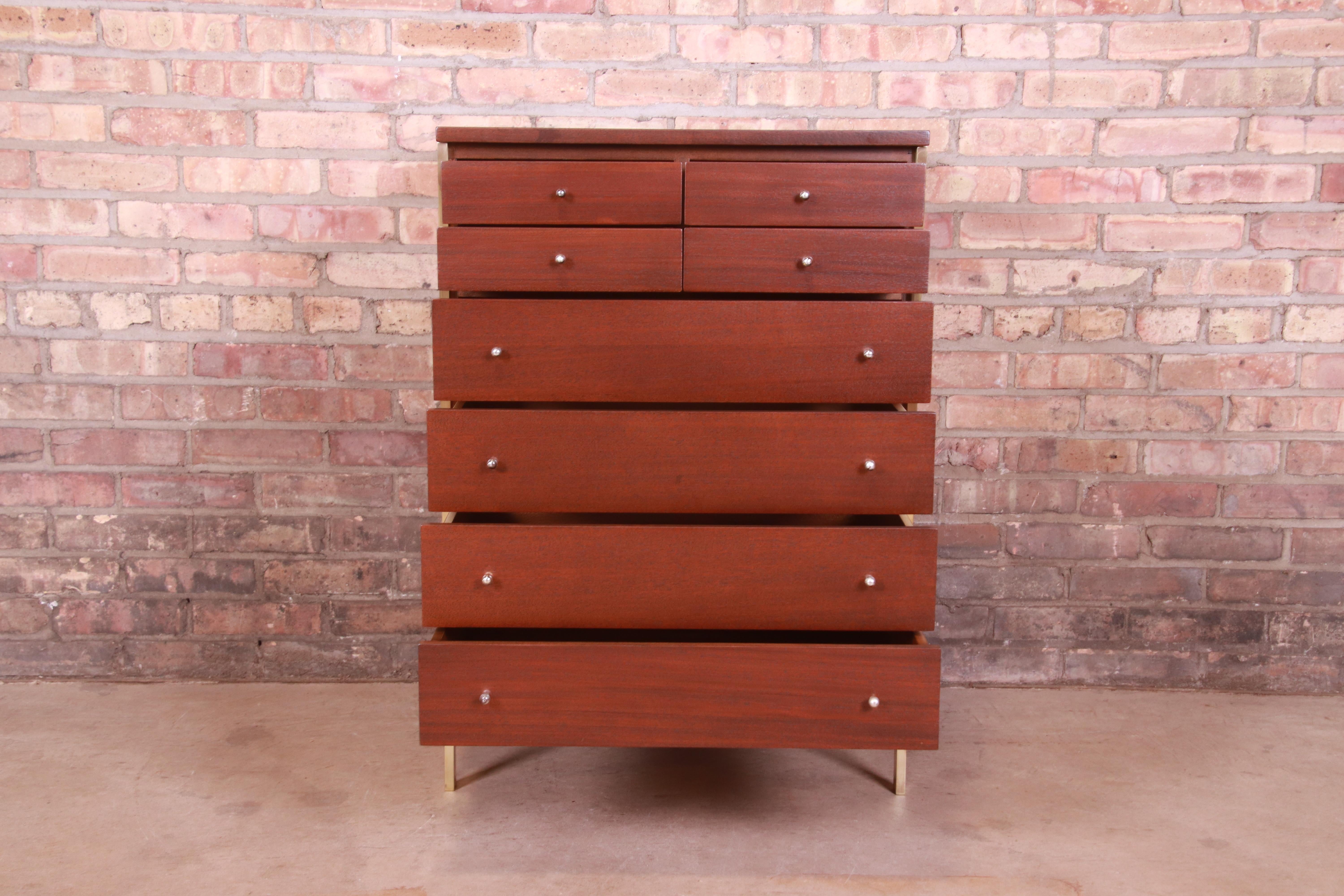 Paul McCobb Connoisseur Collection Mahogany and Brass Dresser Chest, Refinished 1
