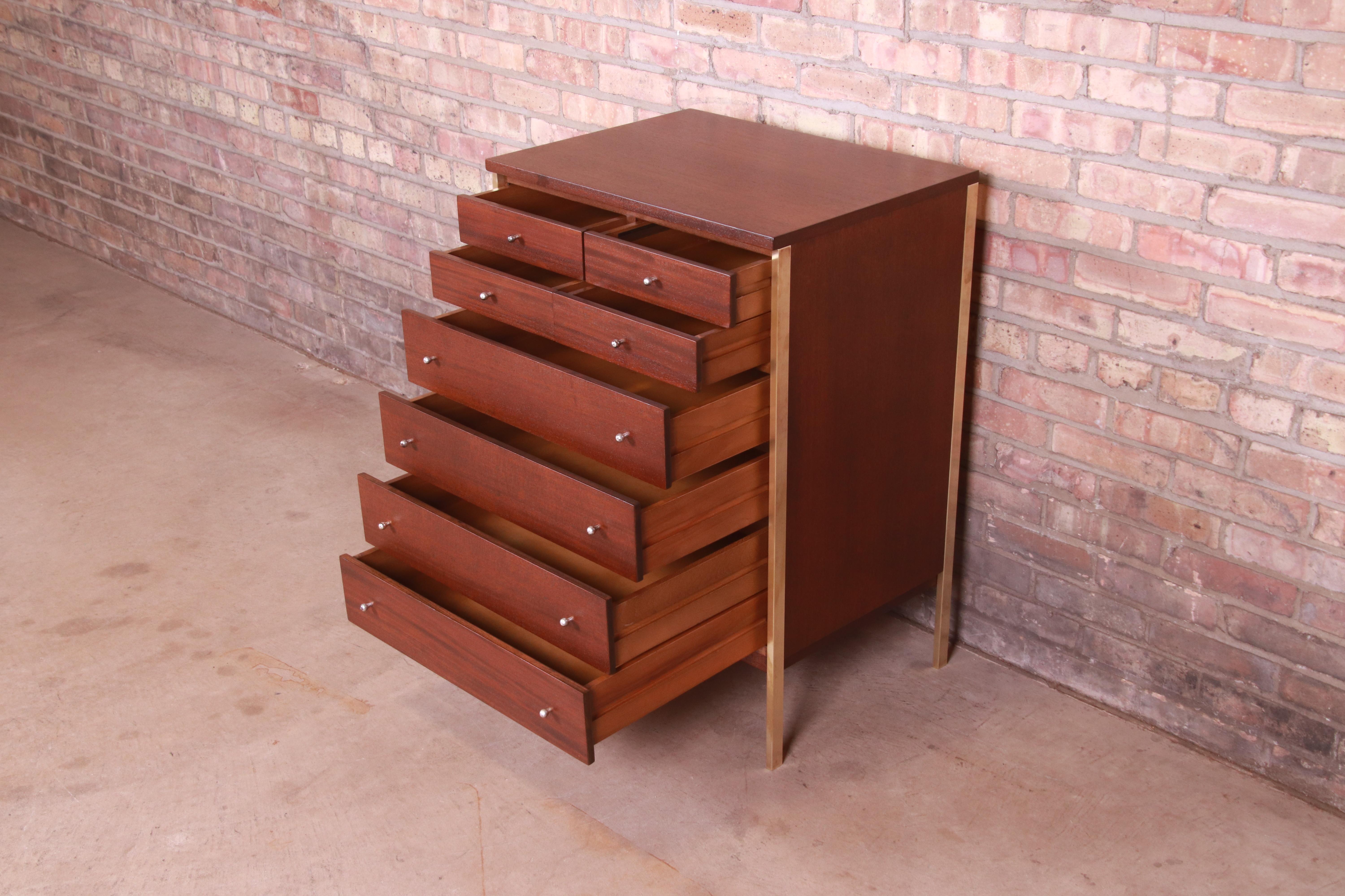 Paul McCobb Connoisseur Collection Mahogany and Brass Dresser Chest, Refinished 2