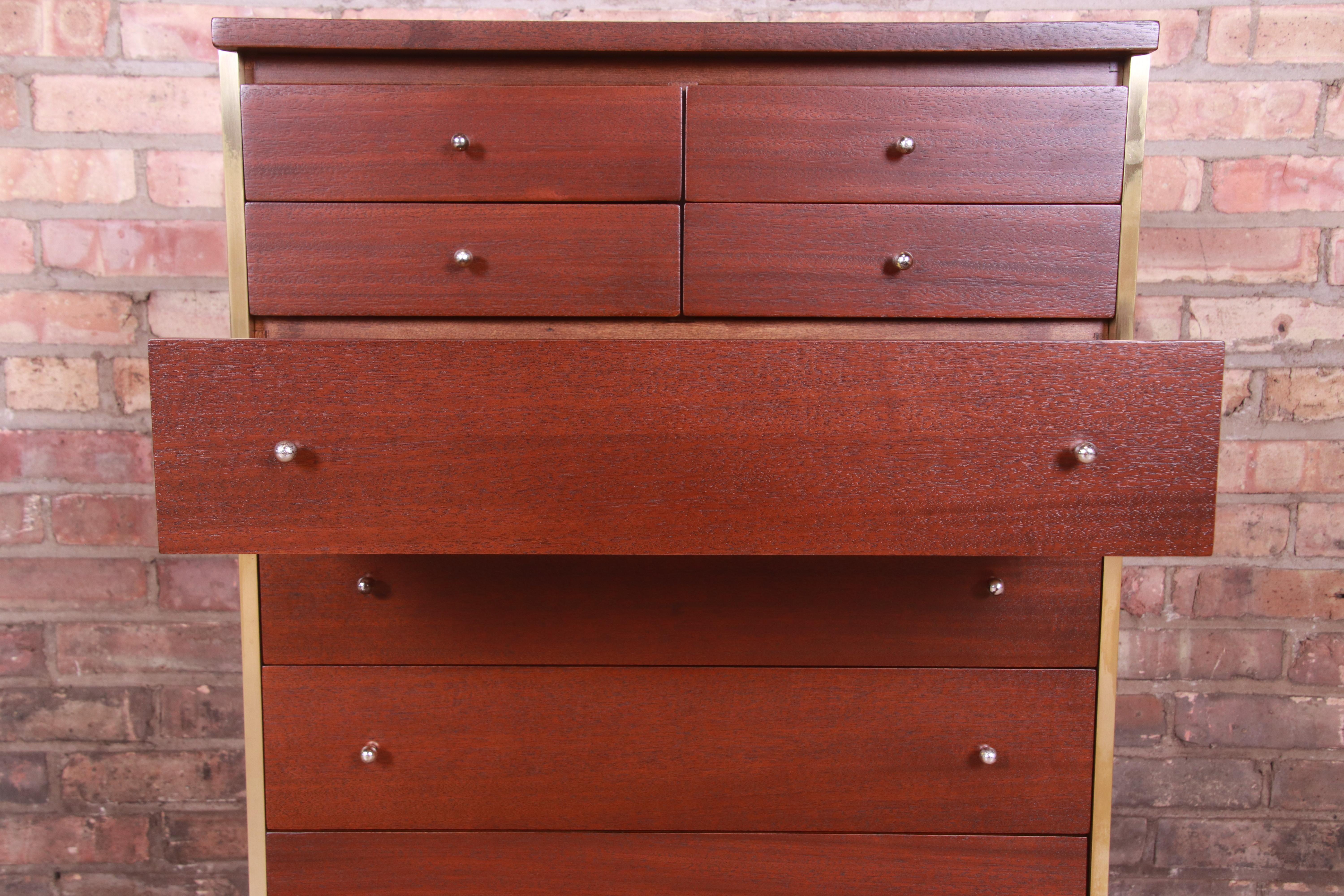 Paul McCobb Connoisseur Collection Mahogany and Brass Dresser Chest, Refinished 3