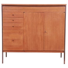 Paul McCobb Connoisseur Collection Mahogany and Brass Lift Top Bar Cabinet