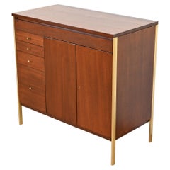 Paul McCobb Connoisseur Collection Mahogany and Brass Lift Top Bar Cabinet