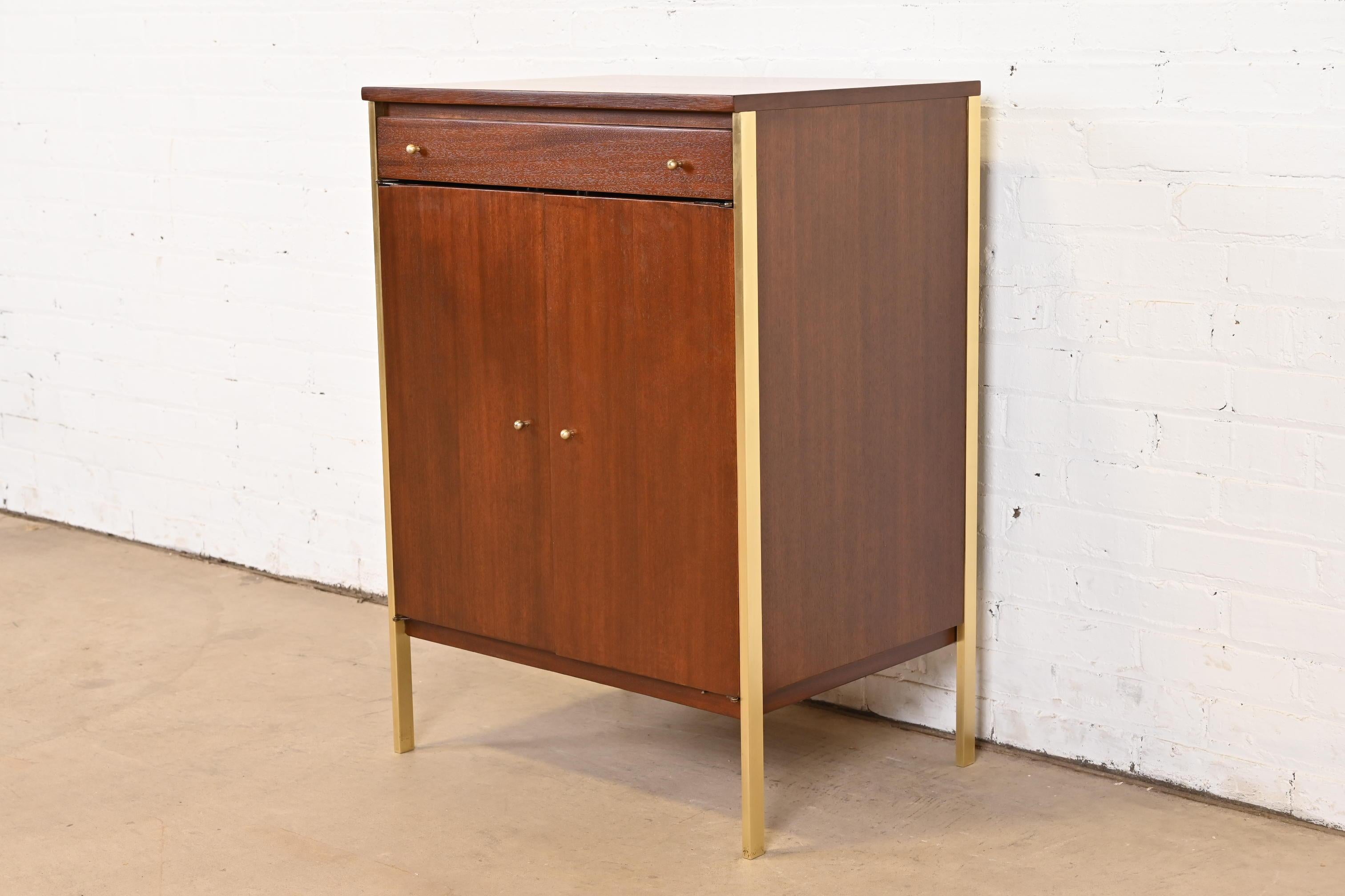 American Paul McCobb Connoisseur Collection Mahogany and Brass Server or Bar Cabinet For Sale
