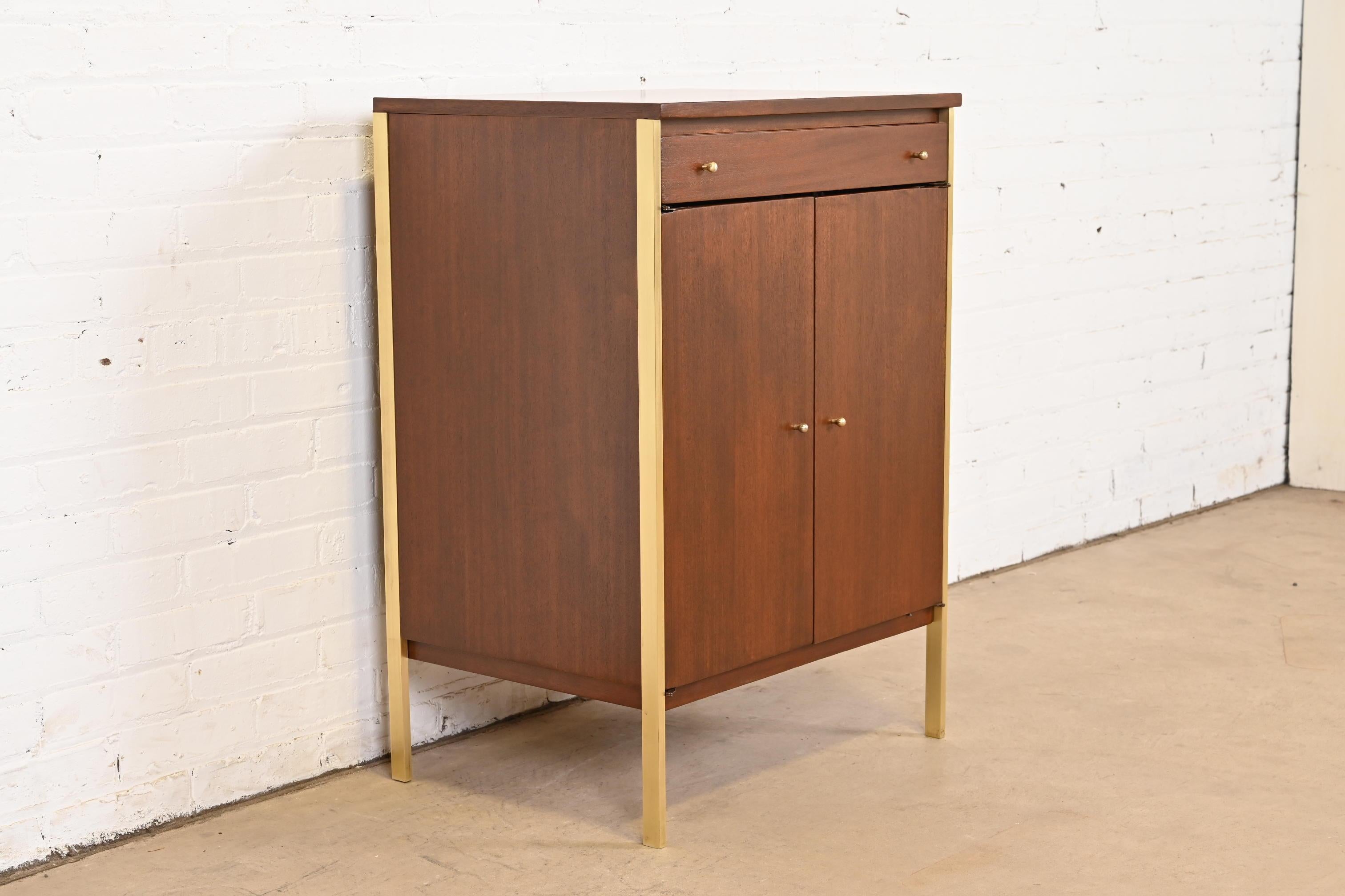 Mid-20th Century Paul McCobb Connoisseur Collection Mahogany and Brass Server or Bar Cabinet For Sale