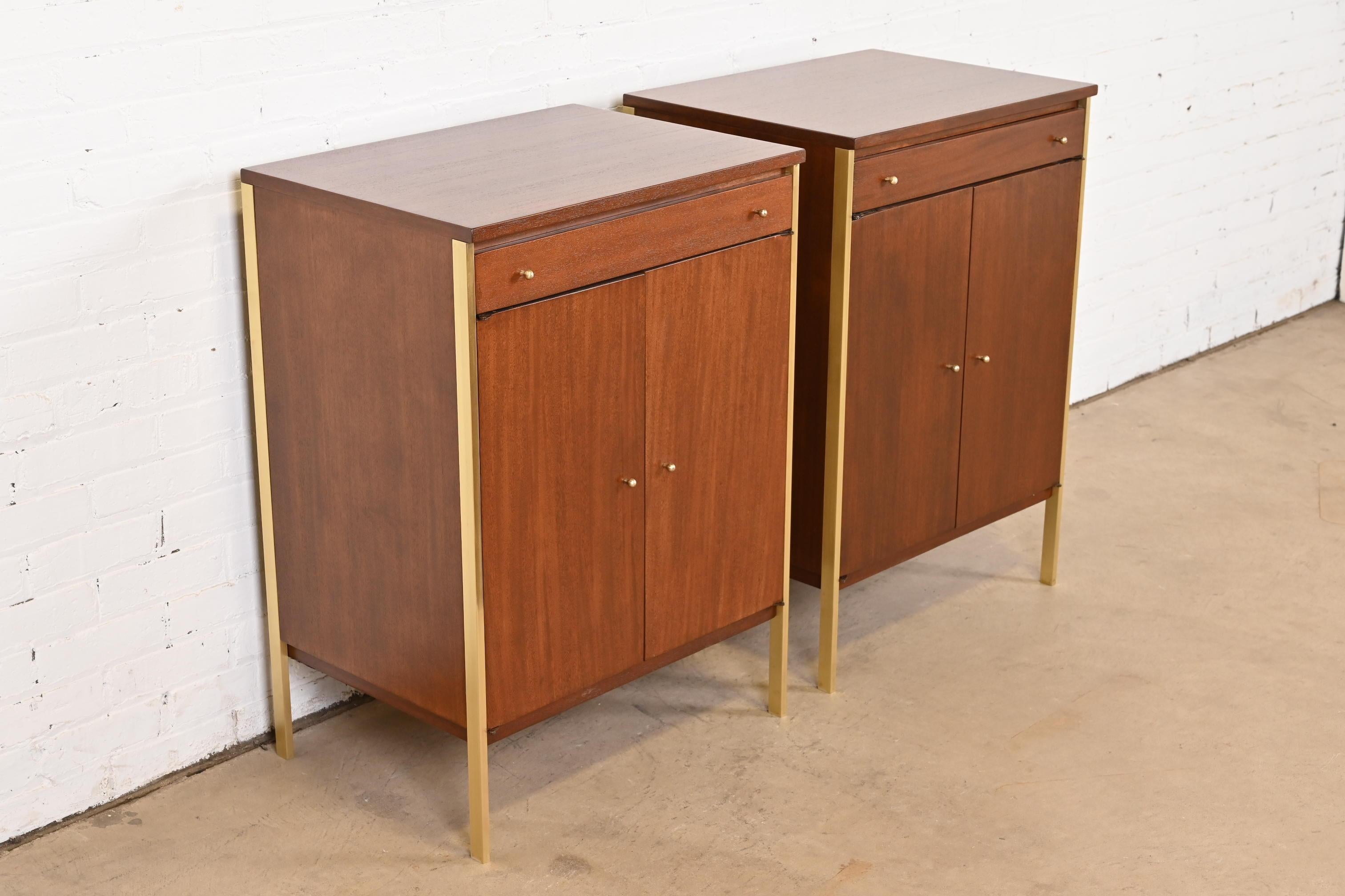 Paul McCobb Connoisseur Collection Mahogany and Brass Servers or Bar Cabinets 1