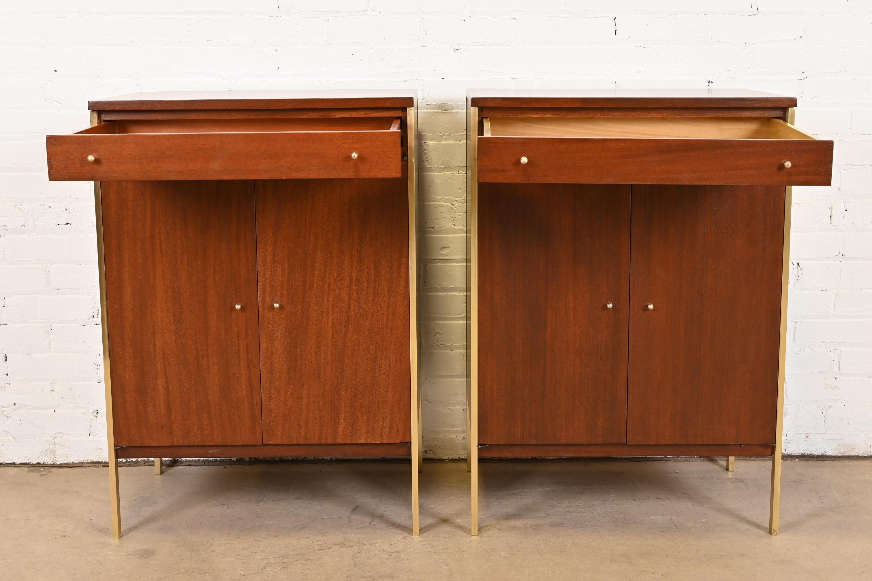 Paul McCobb Connoisseur Collection Mahogany and Brass Servers or Bar Cabinets 2