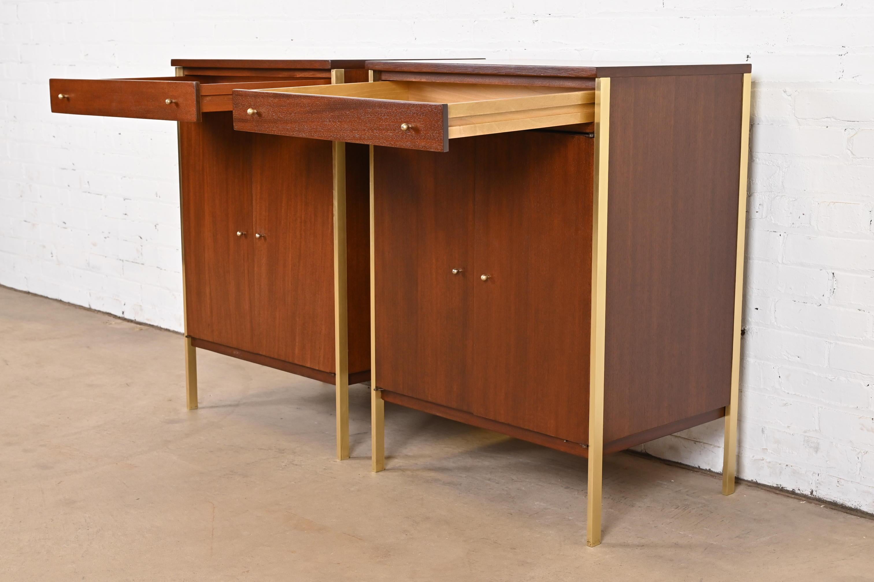 Paul McCobb Connoisseur Collection Mahogany and Brass Servers or Bar Cabinets 3