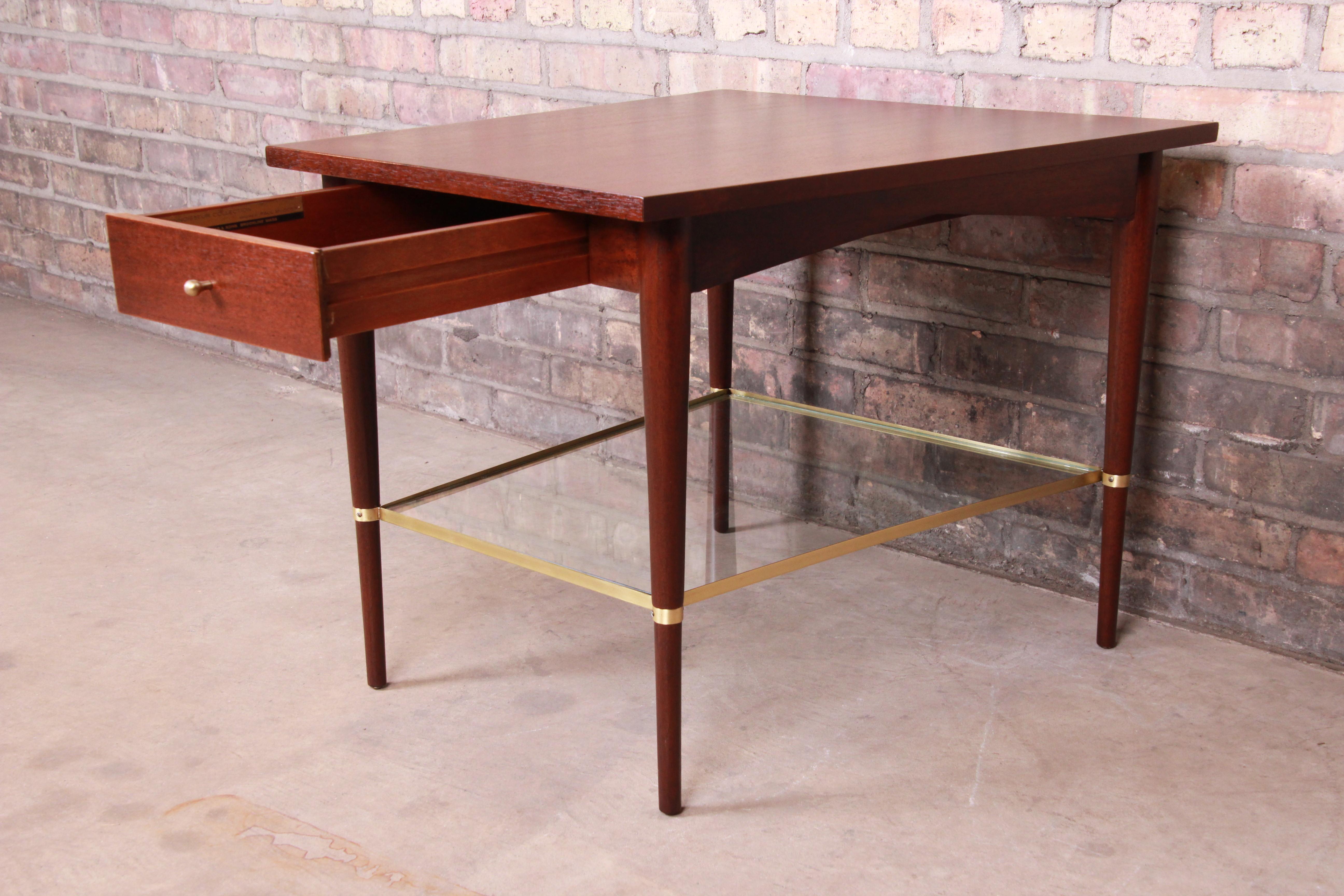 Paul McCobb Connoisseur Collection Mahogany and Brass Wedge Side Table, Restored 5