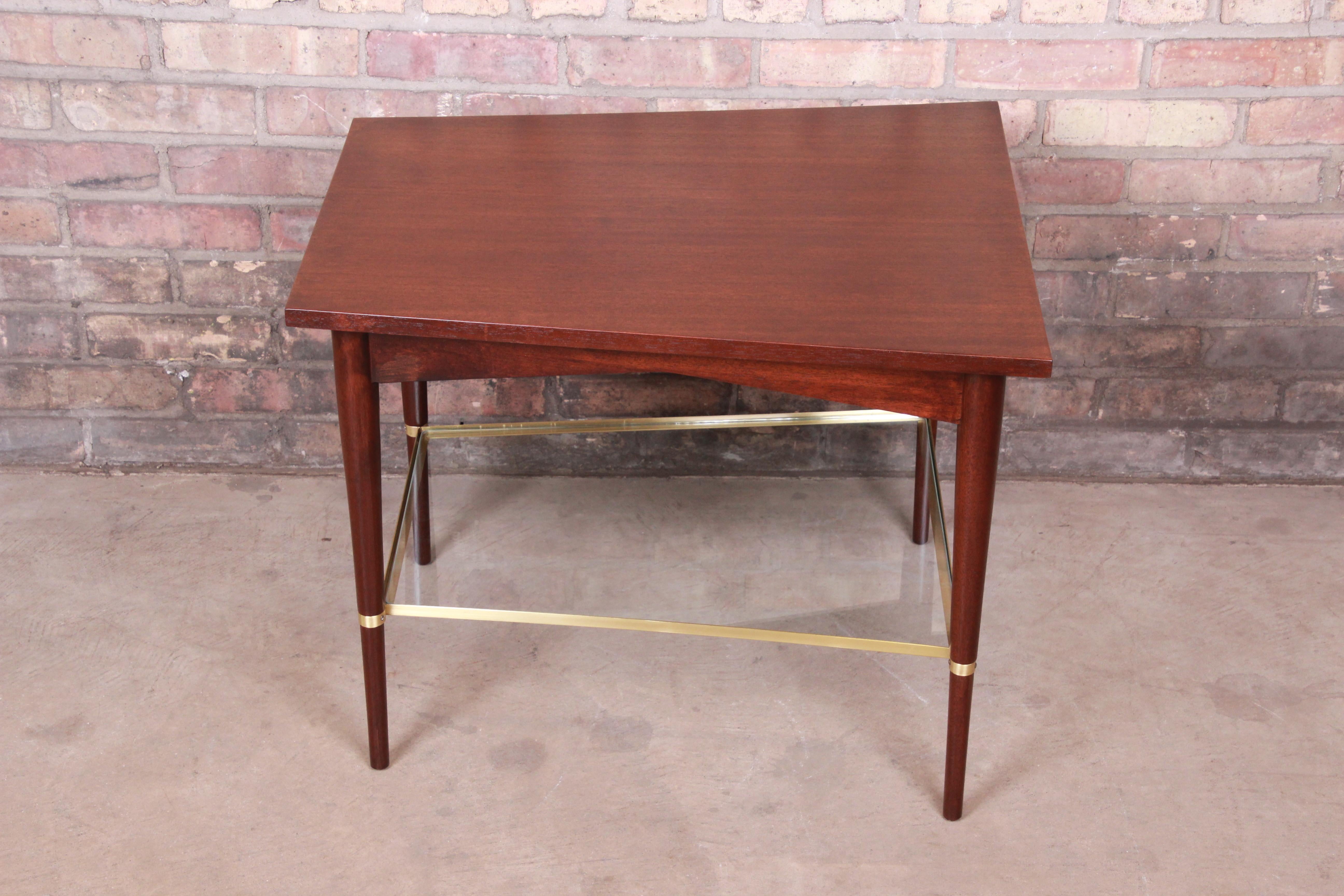 Paul McCobb Connoisseur Collection Mahogany and Brass Wedge Side Table, Restored 7