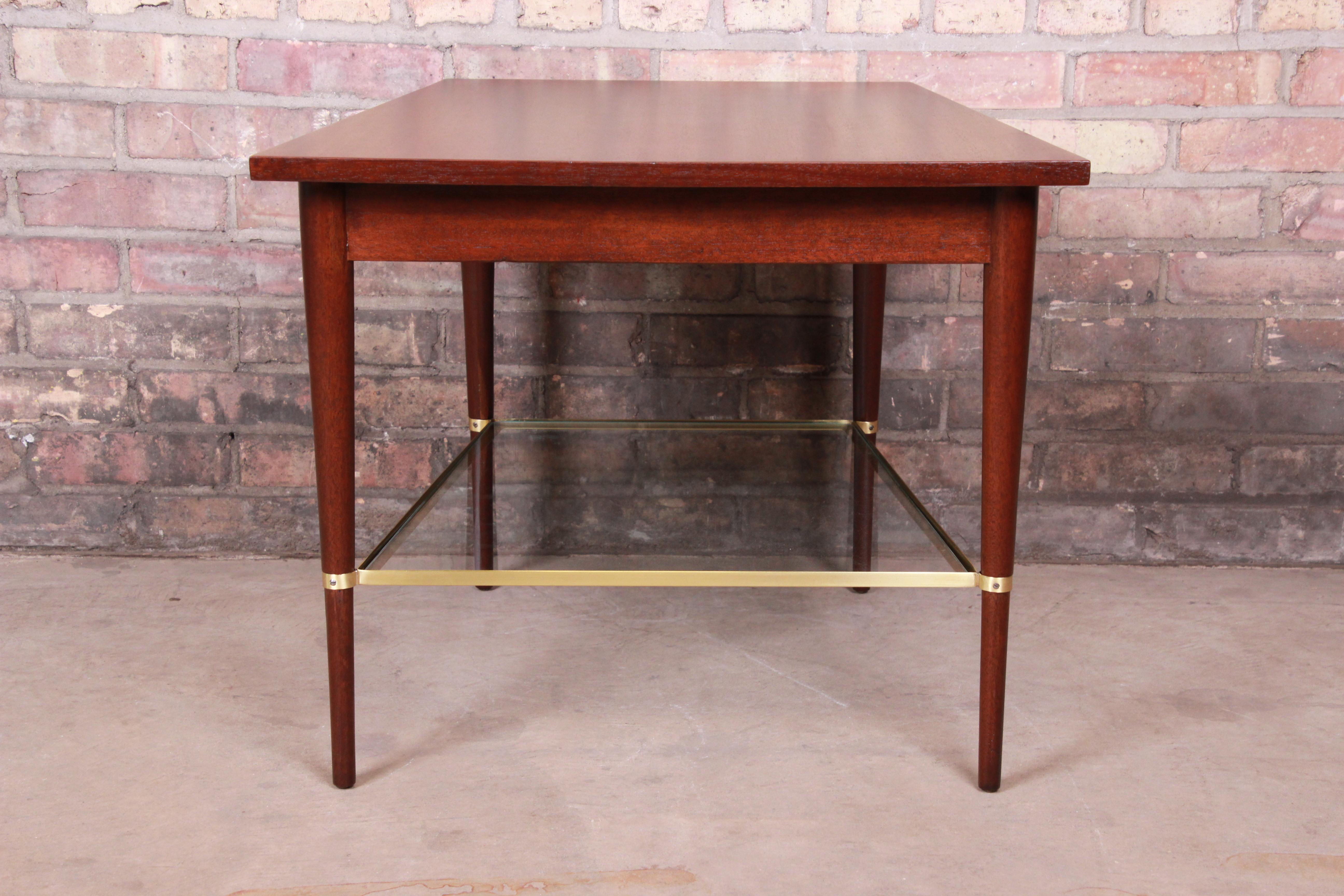 Paul McCobb Connoisseur Collection Mahogany and Brass Wedge Side Table, Restored 10