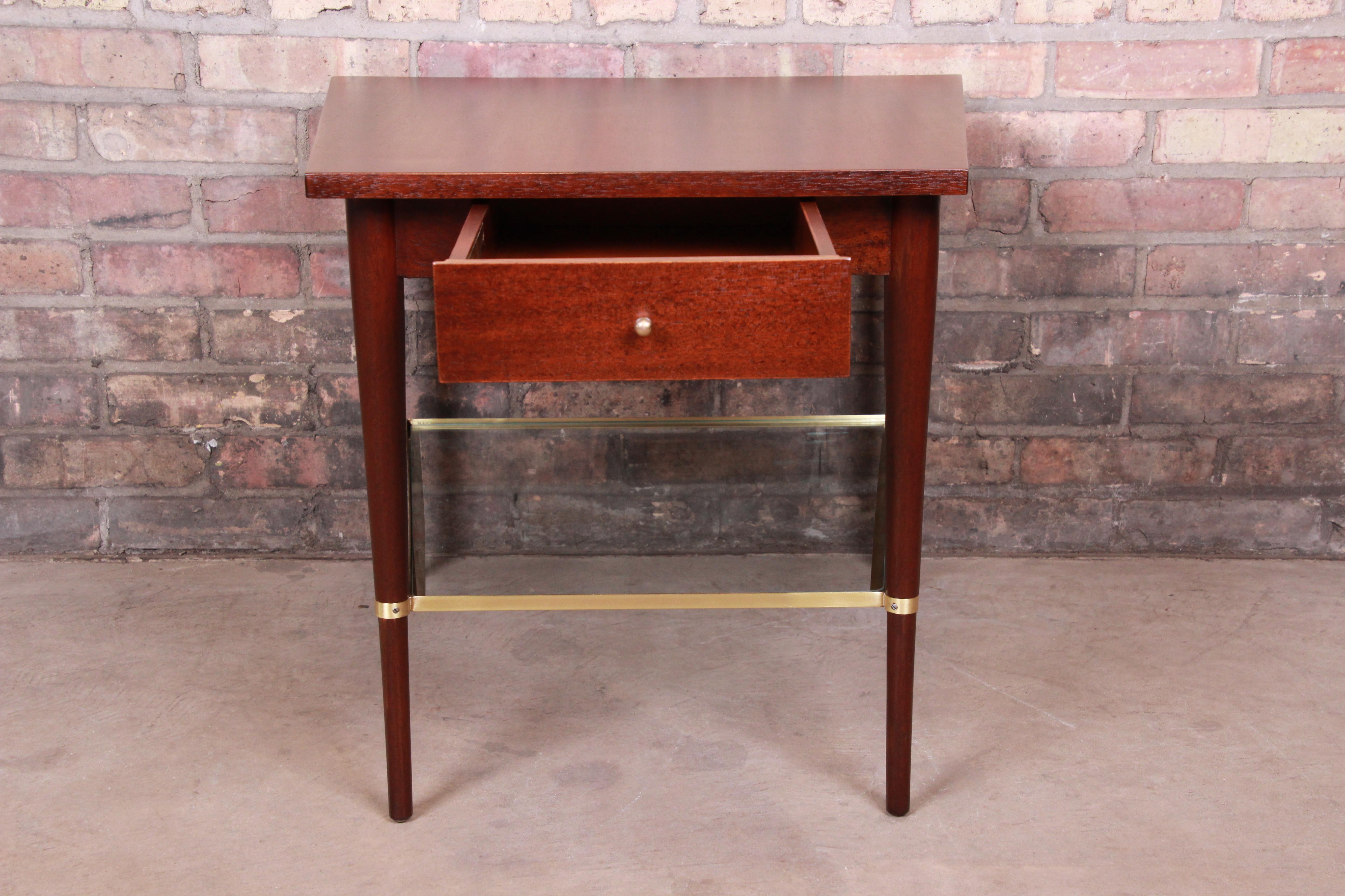 Paul McCobb Connoisseur Collection Mahogany and Brass Wedge Side Table, Restored 2