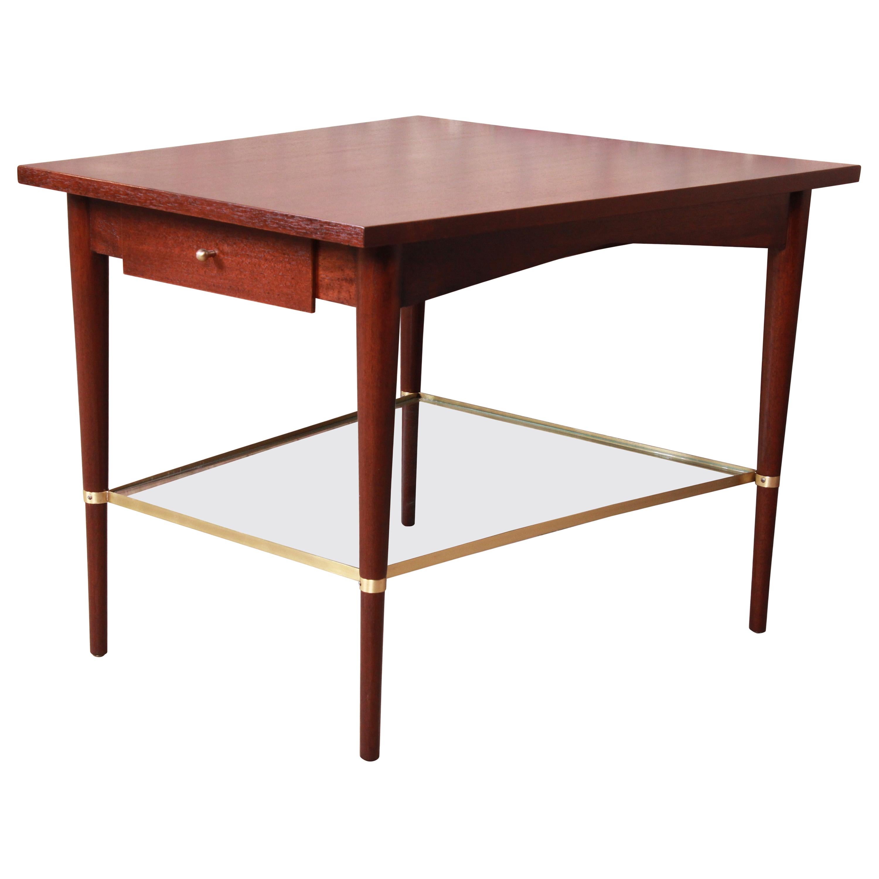 Paul McCobb Connoisseur Collection Mahogany and Brass Wedge Side Table, Restored