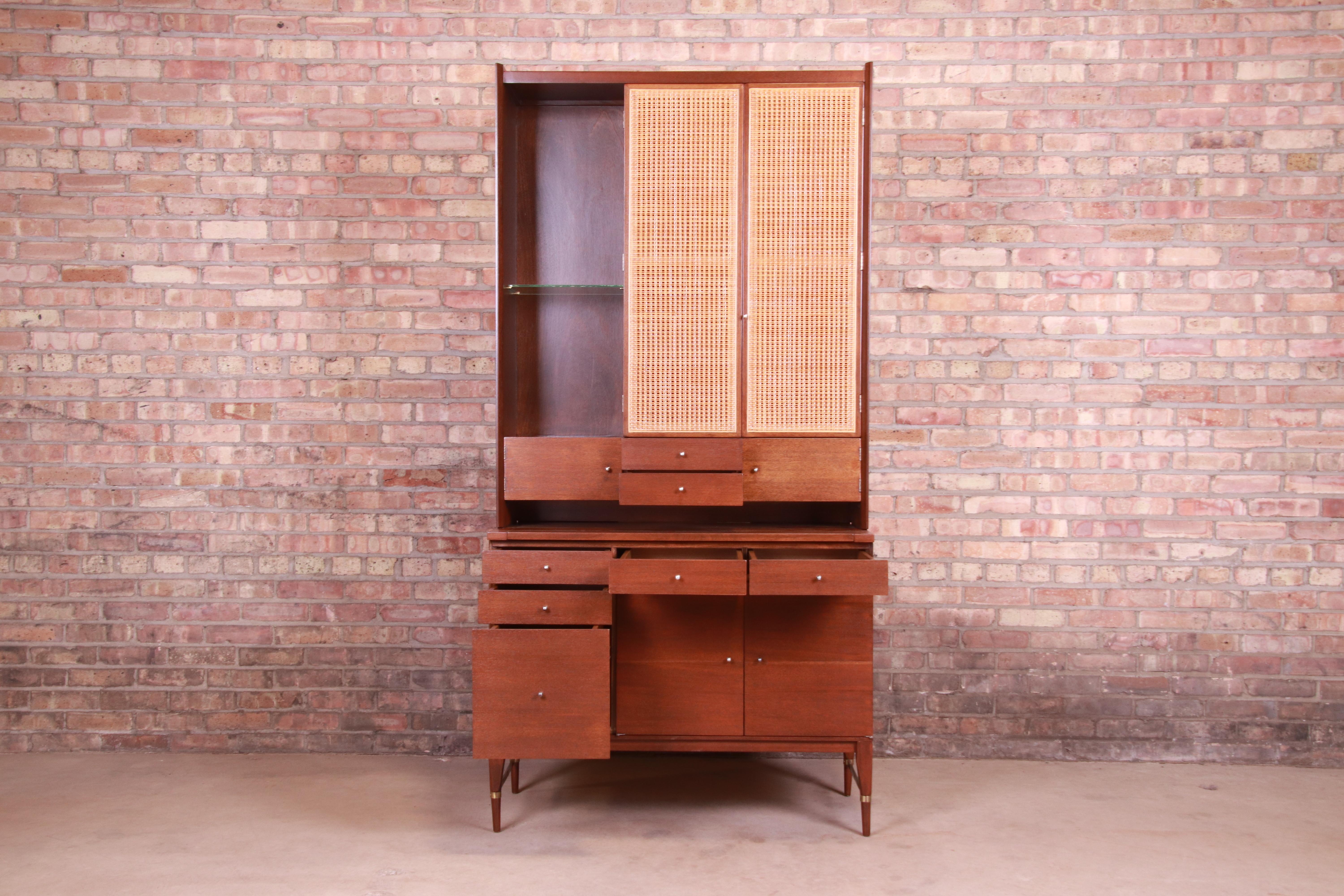 Paul McCobb Connoisseur Collection Mahogany and Cane Bar Cabinet, Refinished 3