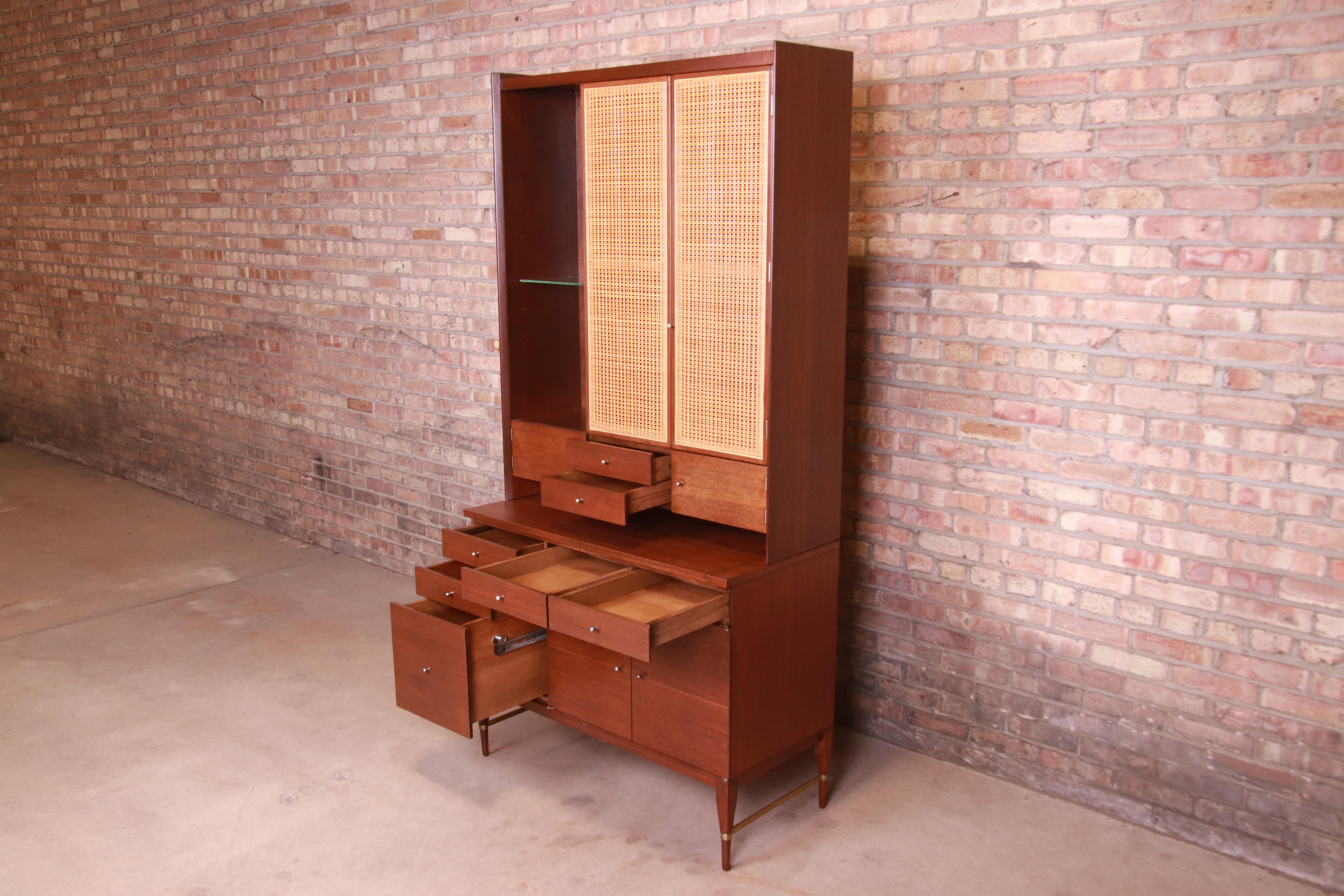 Paul McCobb Connoisseur Collection Mahogany and Cane Bar Cabinet, Refinished 5