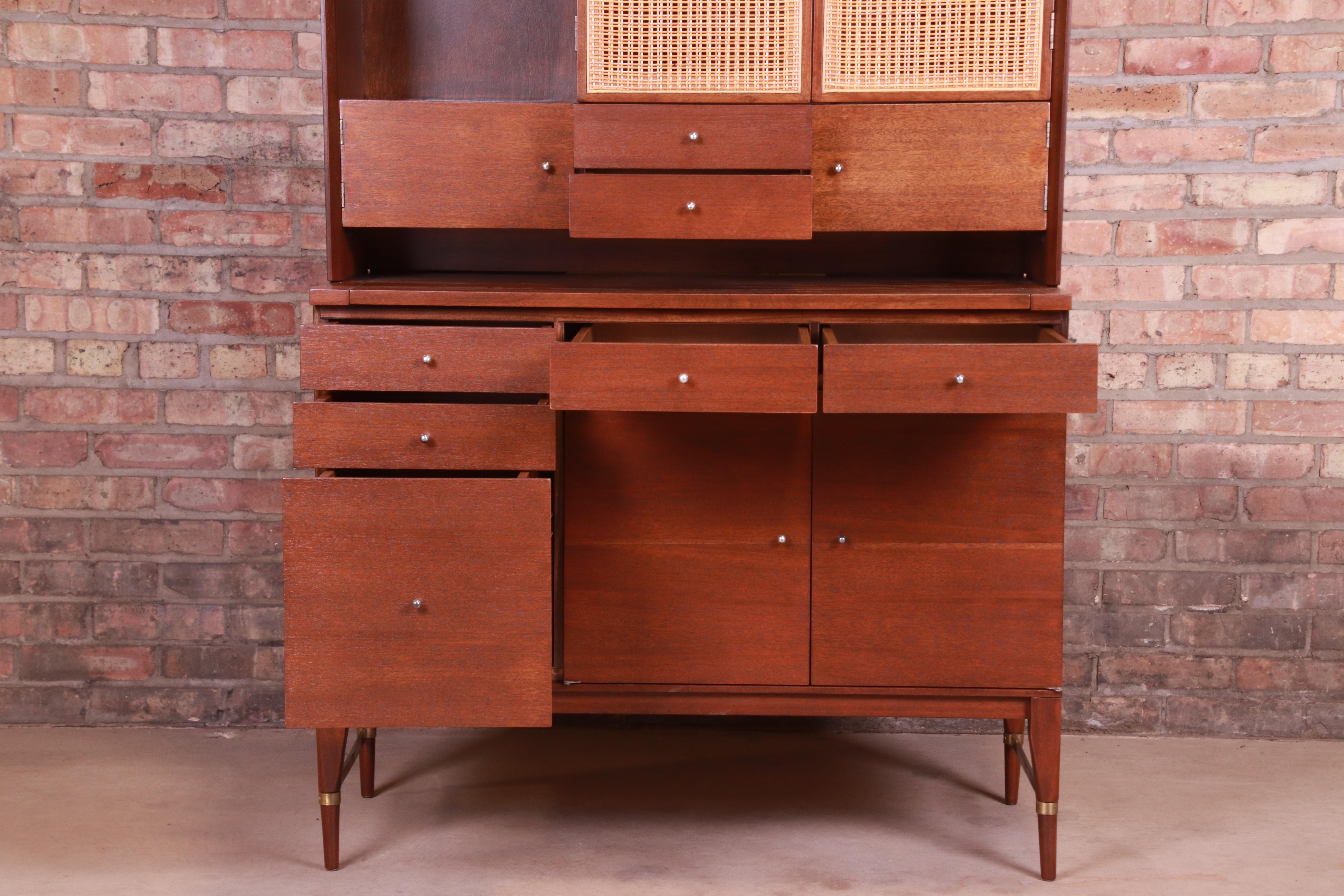 Paul McCobb Connoisseur Collection Mahogany and Cane Bar Cabinet, Refinished 6
