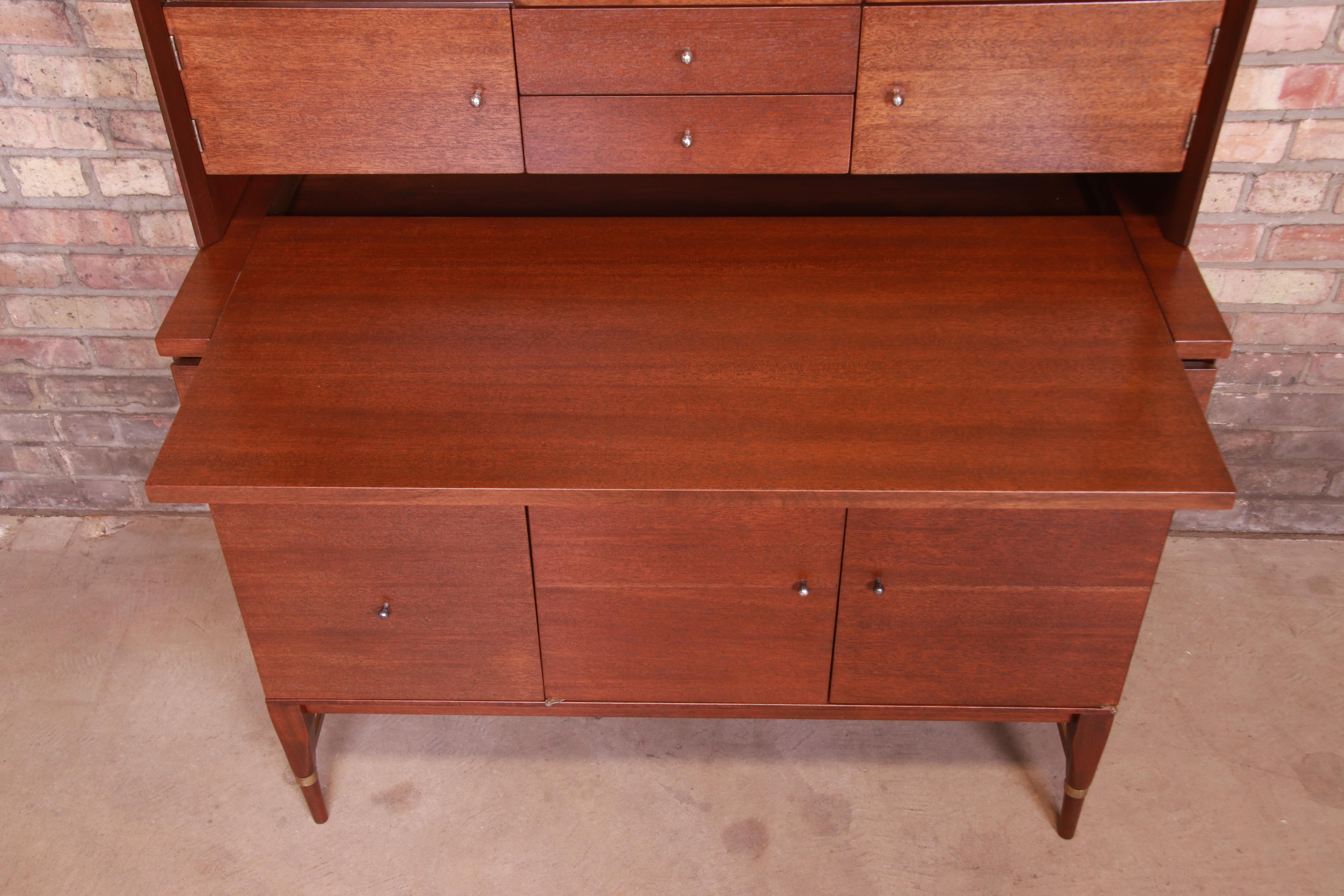 Mid-20th Century Paul McCobb Connoisseur Collection Mahogany and Cane Bar Cabinet, Refinished