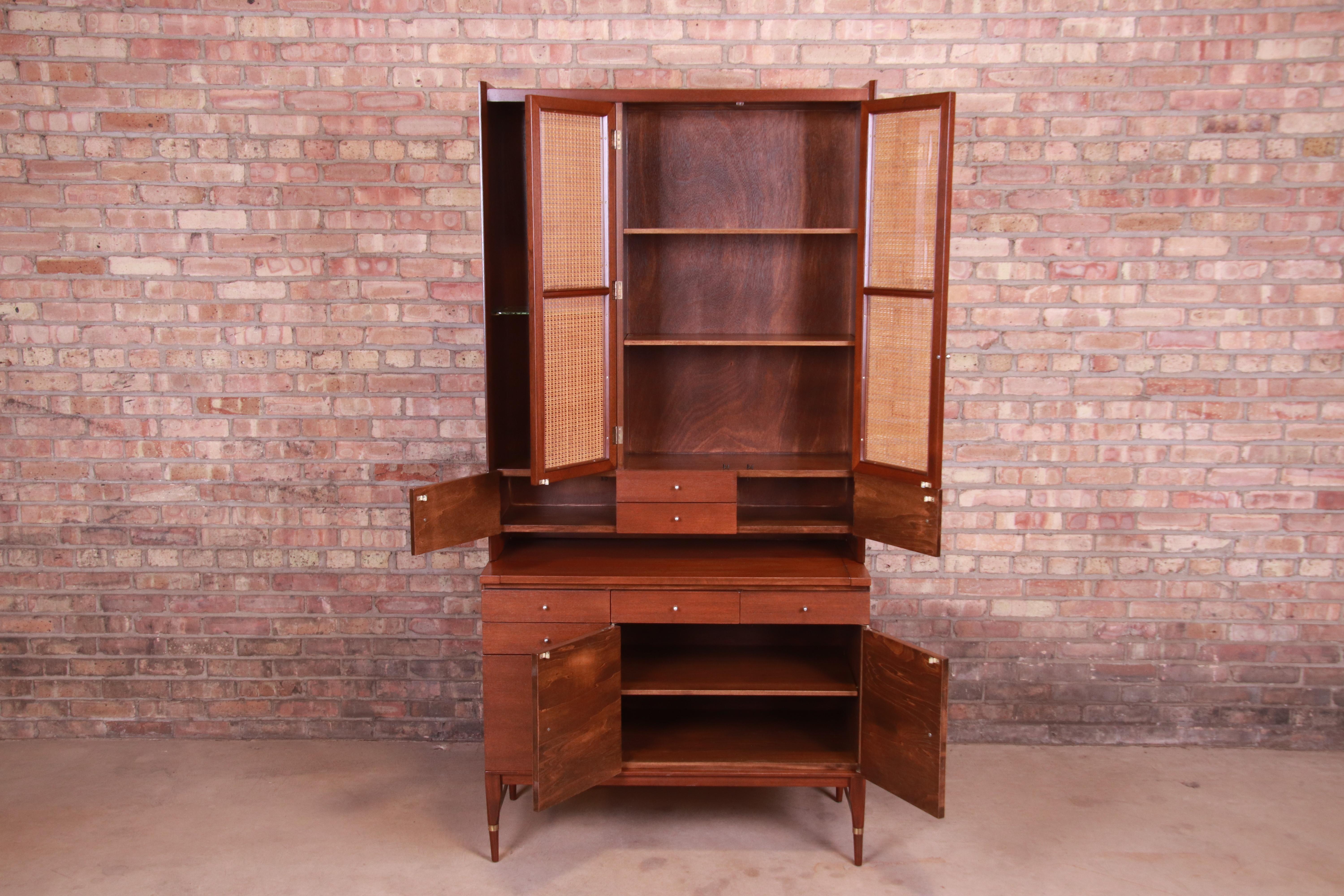 Paul McCobb Connoisseur Collection Mahogany and Cane Bar Cabinet, Refinished 2