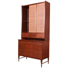 Paul McCobb Connoisseur Collection Mahogany and Cane Bar Cabinet, Refinished